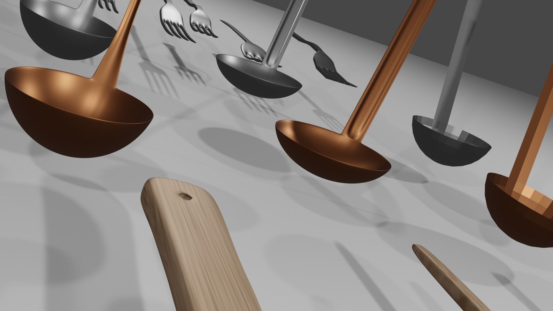Low poly utensils two silver forks Free low-poly 3D model_8