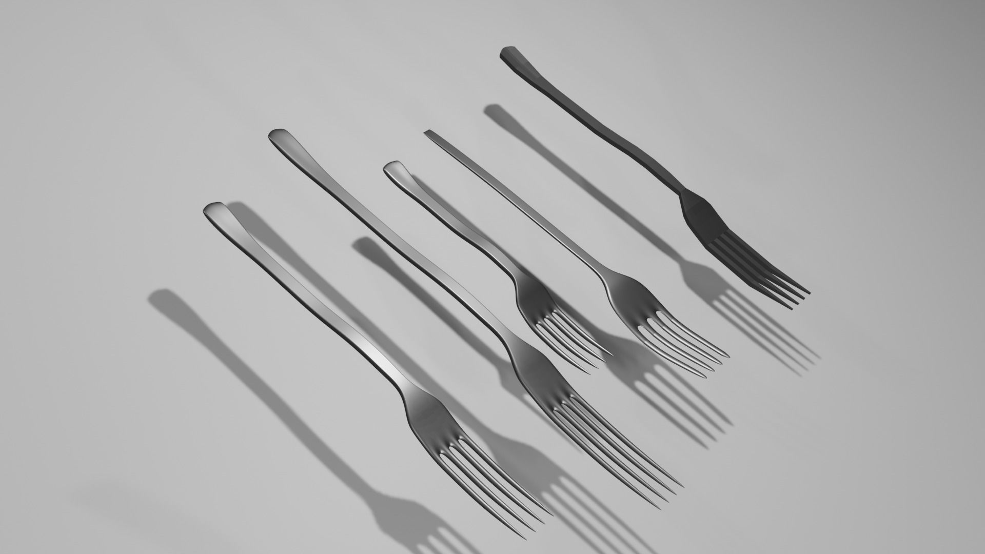 Low poly utensils two silver forks Free low-poly 3D model_1