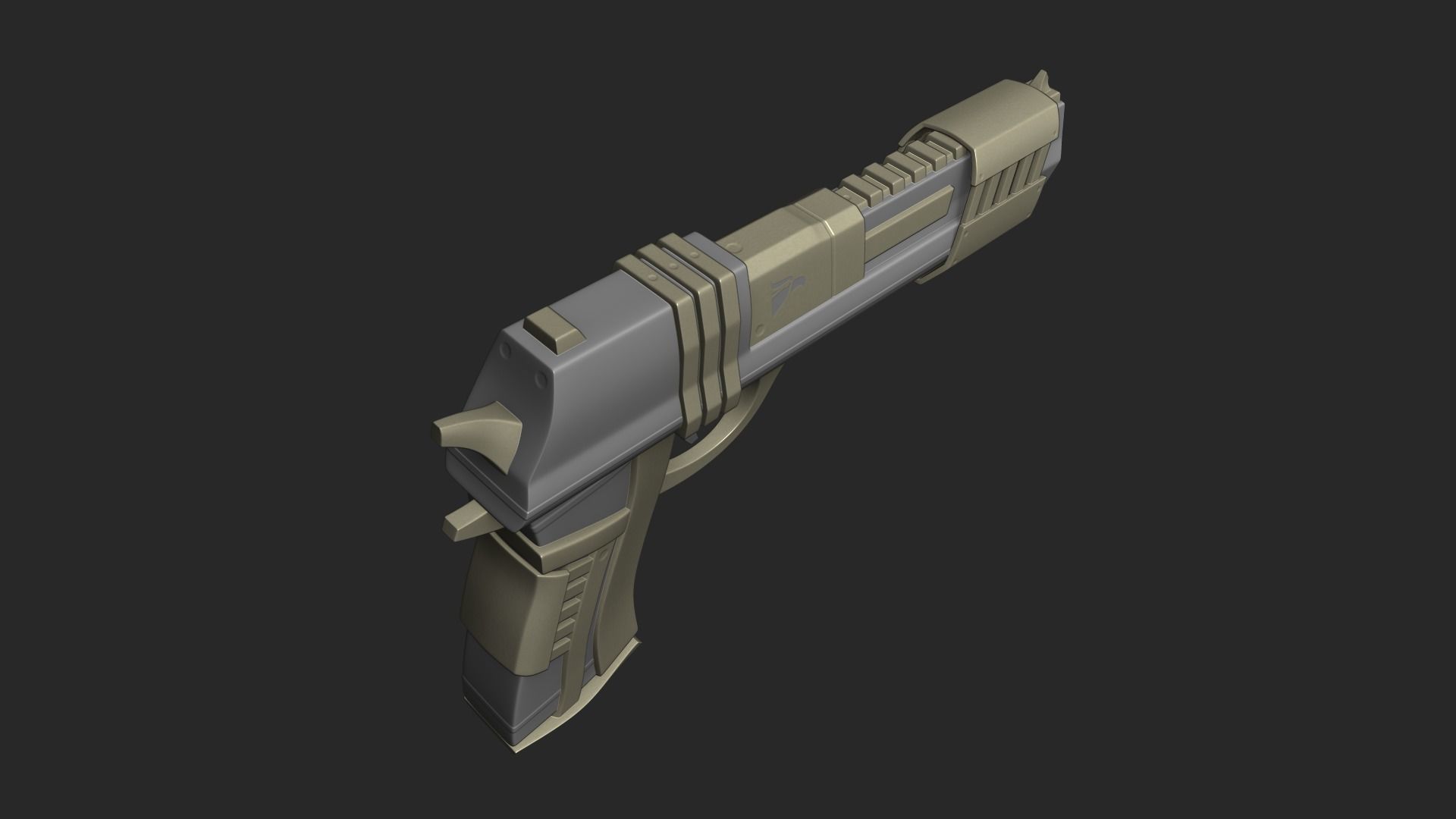 Sci-Fi Desert Eagle - Golden Luxury Gun Low-poly 3D model_3