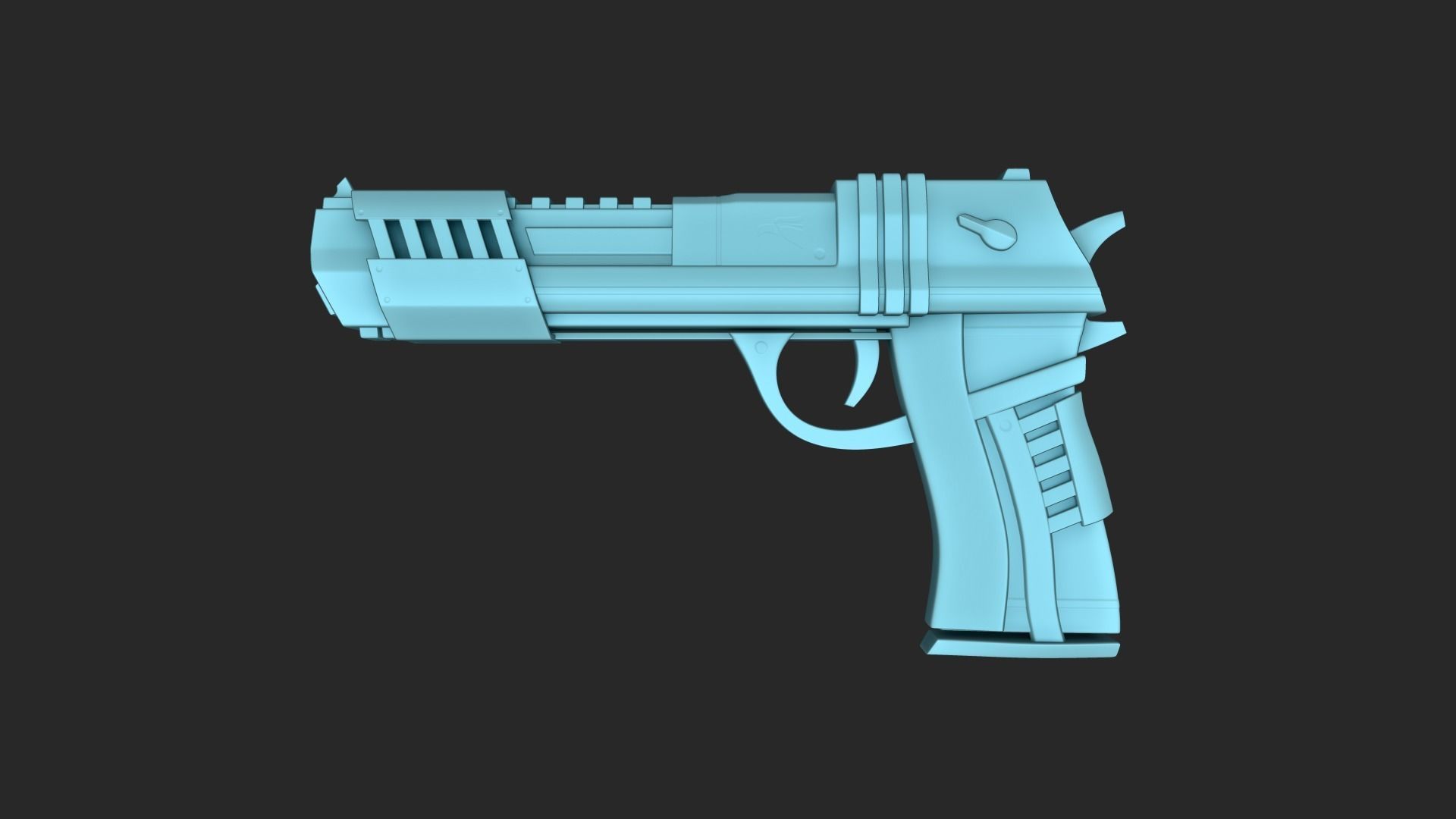 Sci-Fi Desert Eagle - Golden Luxury Gun Low-poly 3D model_12