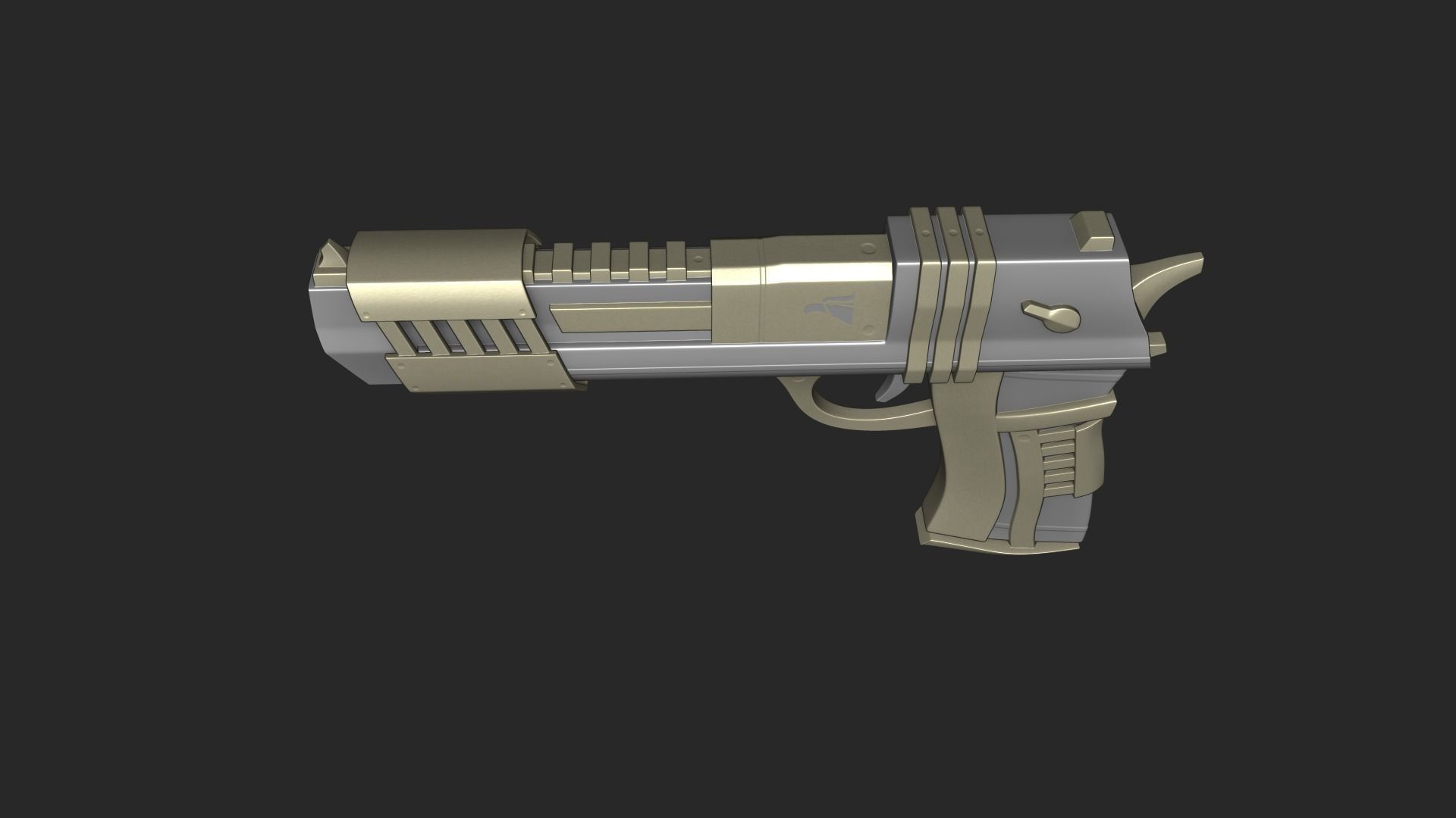 Sci-Fi Desert Eagle - Golden Luxury Gun Low-poly 3D model_6
