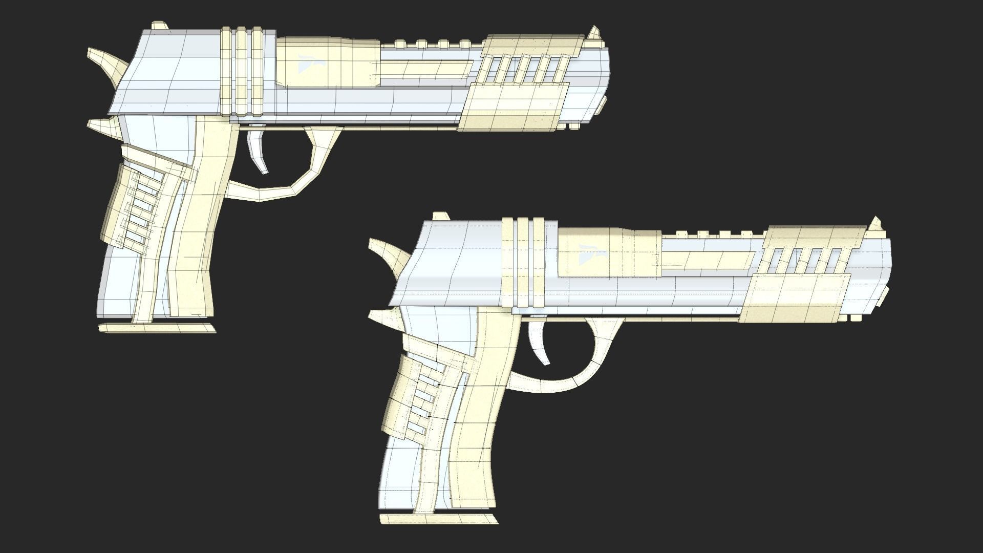 Sci-Fi Desert Eagle - Golden Luxury Gun Low-poly 3D model_16