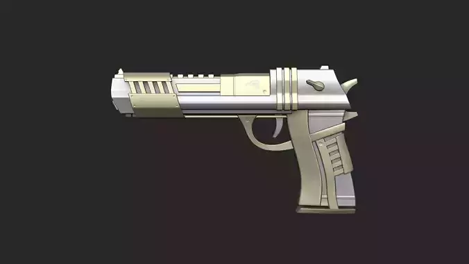 Sci-Fi Desert Eagle - Golden Luxury Gun Low-poly 3D model