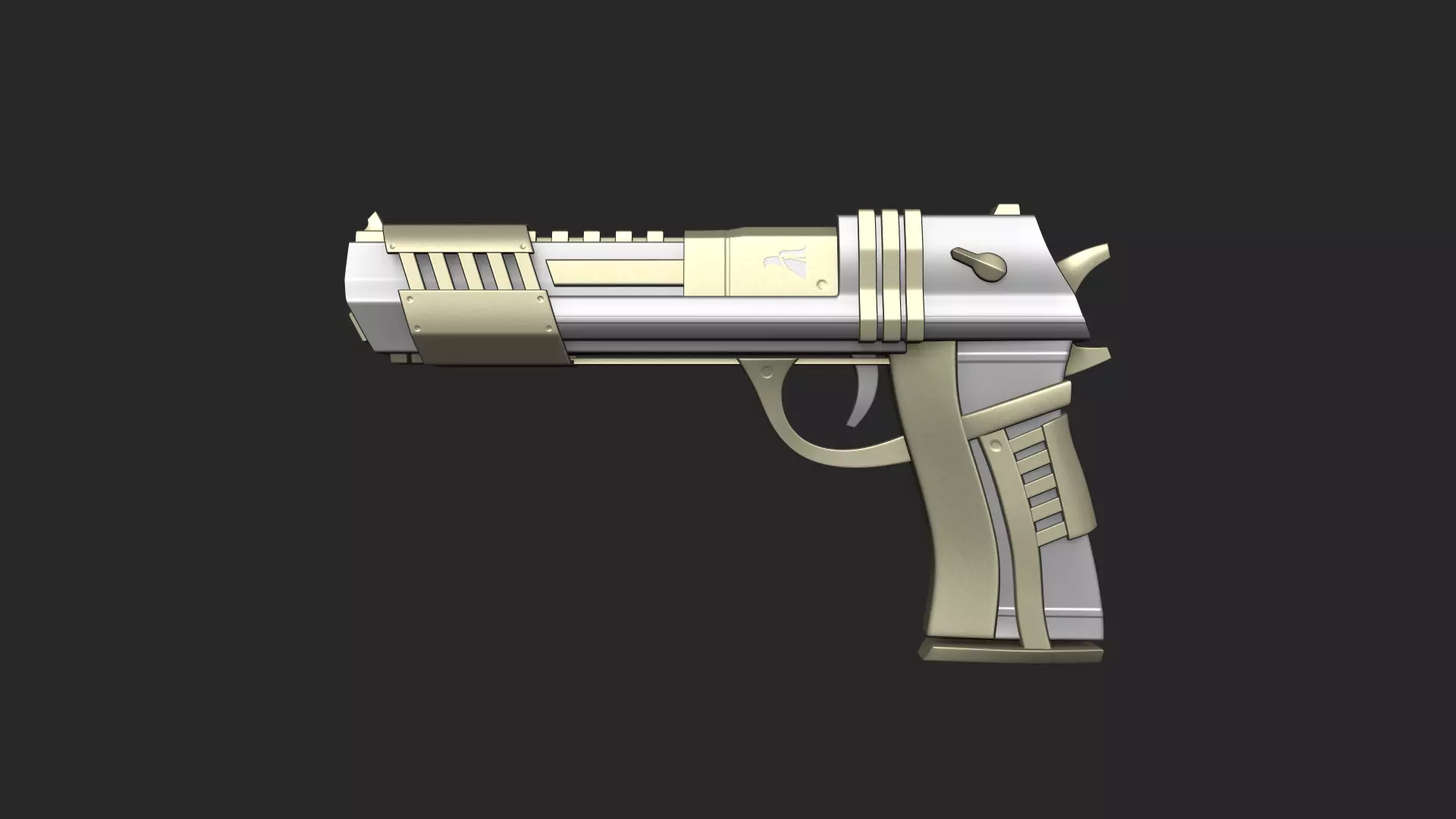Sci-Fi Desert Eagle - Golden Luxury Gun Low-poly 3D model_0