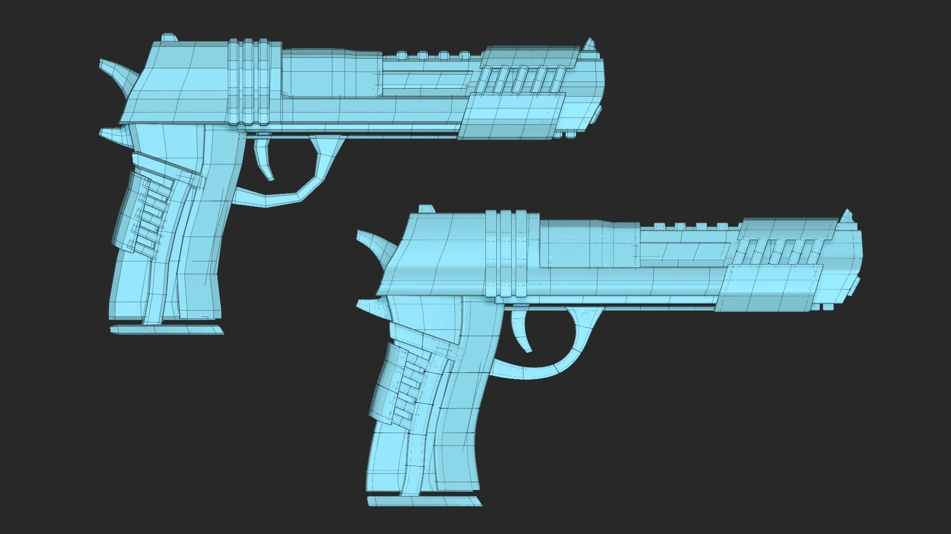 Sci-Fi Desert Eagle - Golden Luxury Gun Low-poly 3D model_15