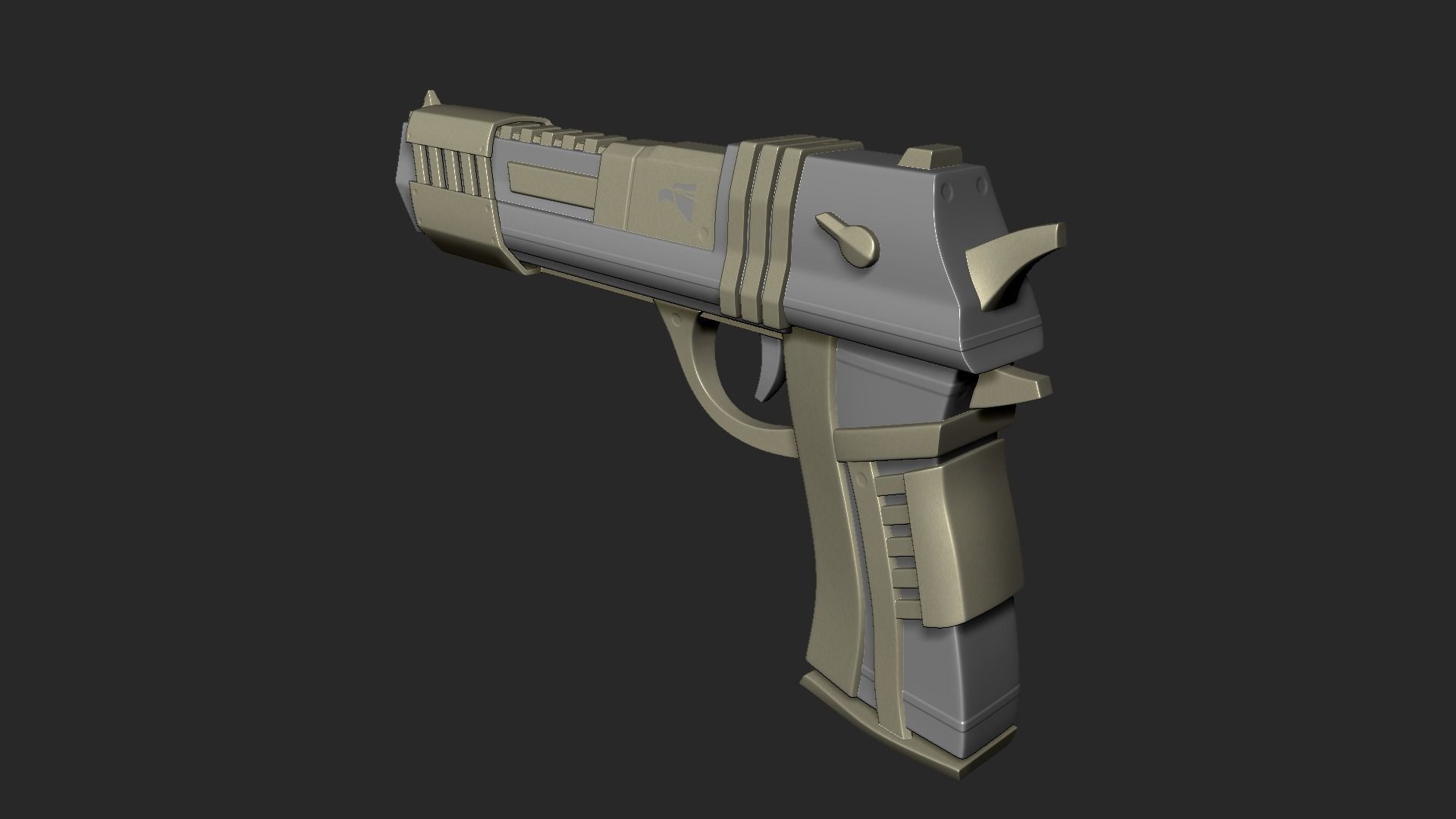 Sci-Fi Desert Eagle - Golden Luxury Gun Low-poly 3D model_4