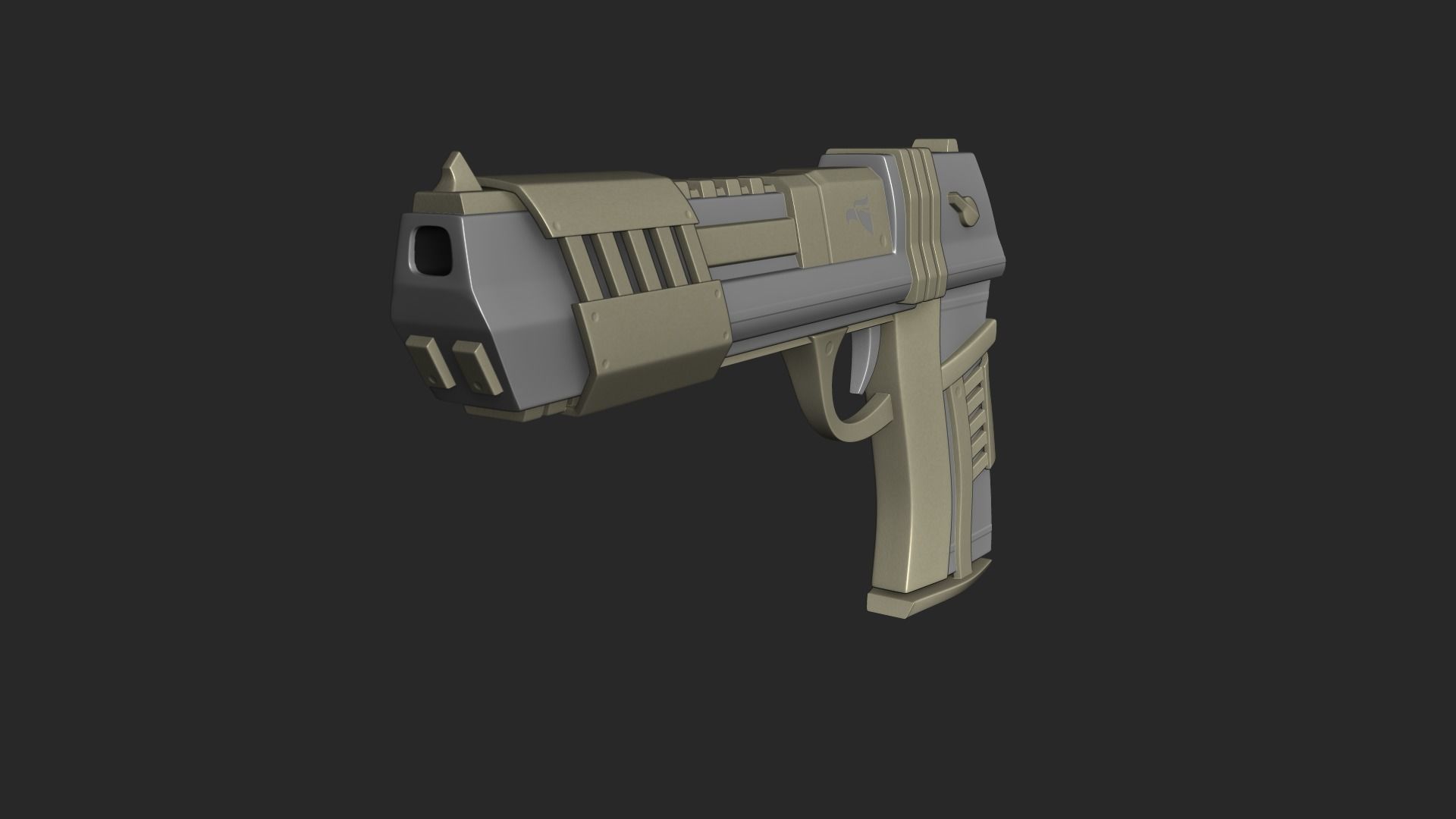 Sci-Fi Desert Eagle - Golden Luxury Gun Low-poly 3D model_5