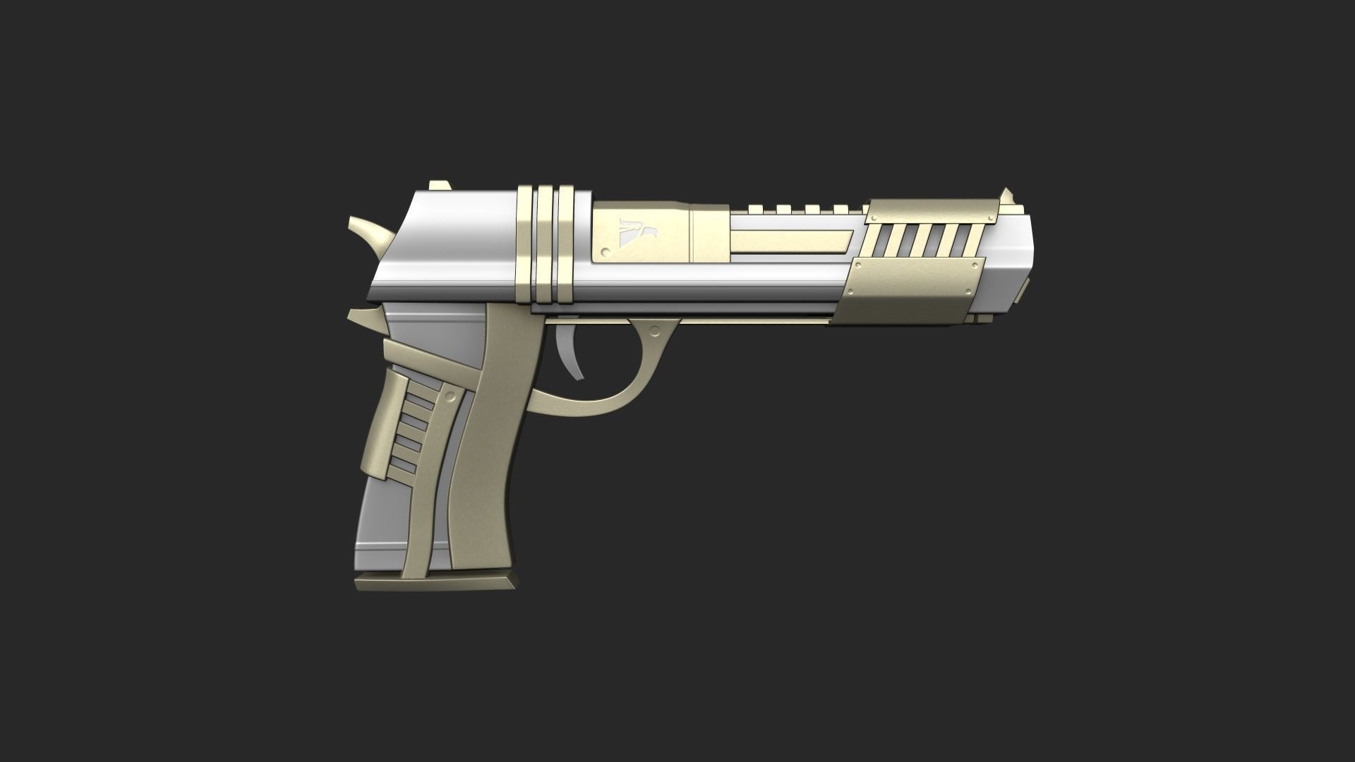 Sci-Fi Desert Eagle - Golden Luxury Gun Low-poly 3D model_2
