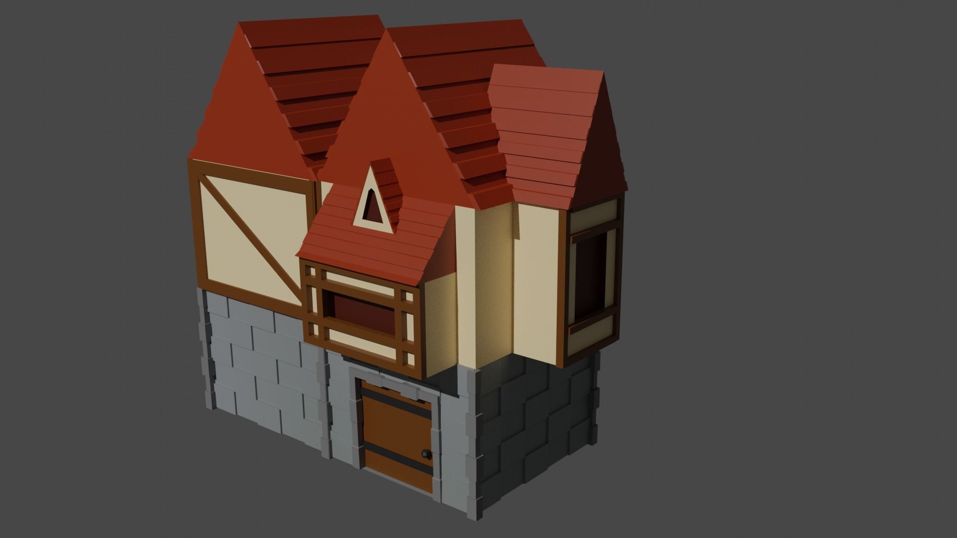 Lowpoly House Low-poly 3D model_4
