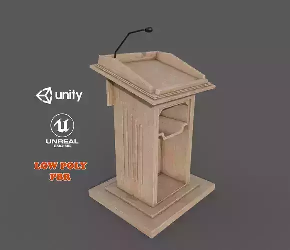 Wooden Podium PBR Low-poly 3D model