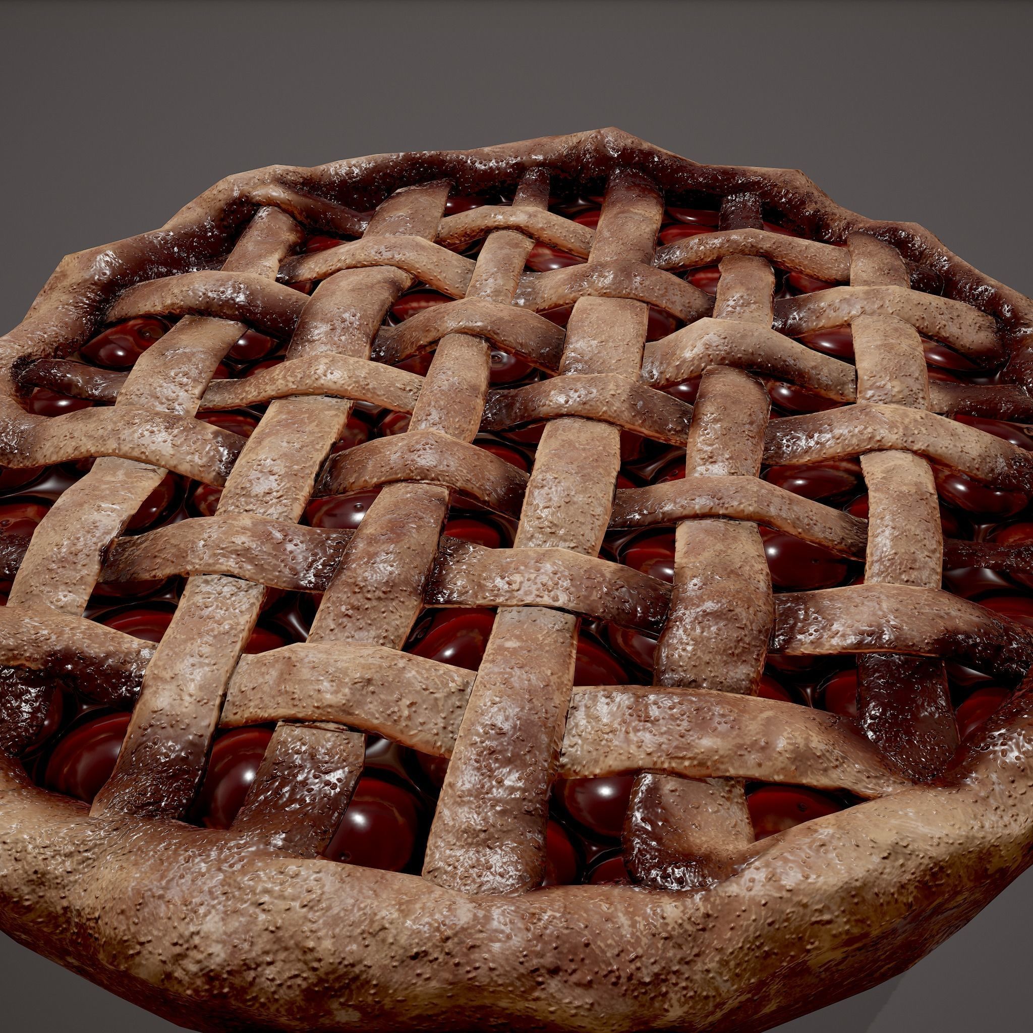Medieval Style Cherry Pie Low-poly 3D model_9