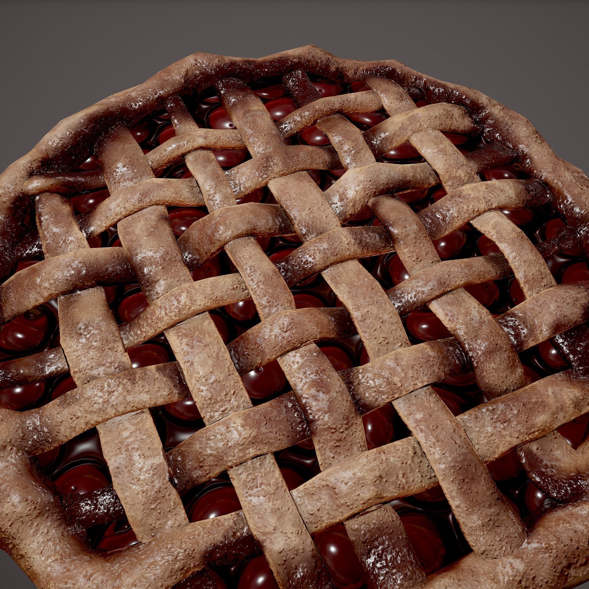 Medieval Style Cherry Pie Low-poly 3D model_5
