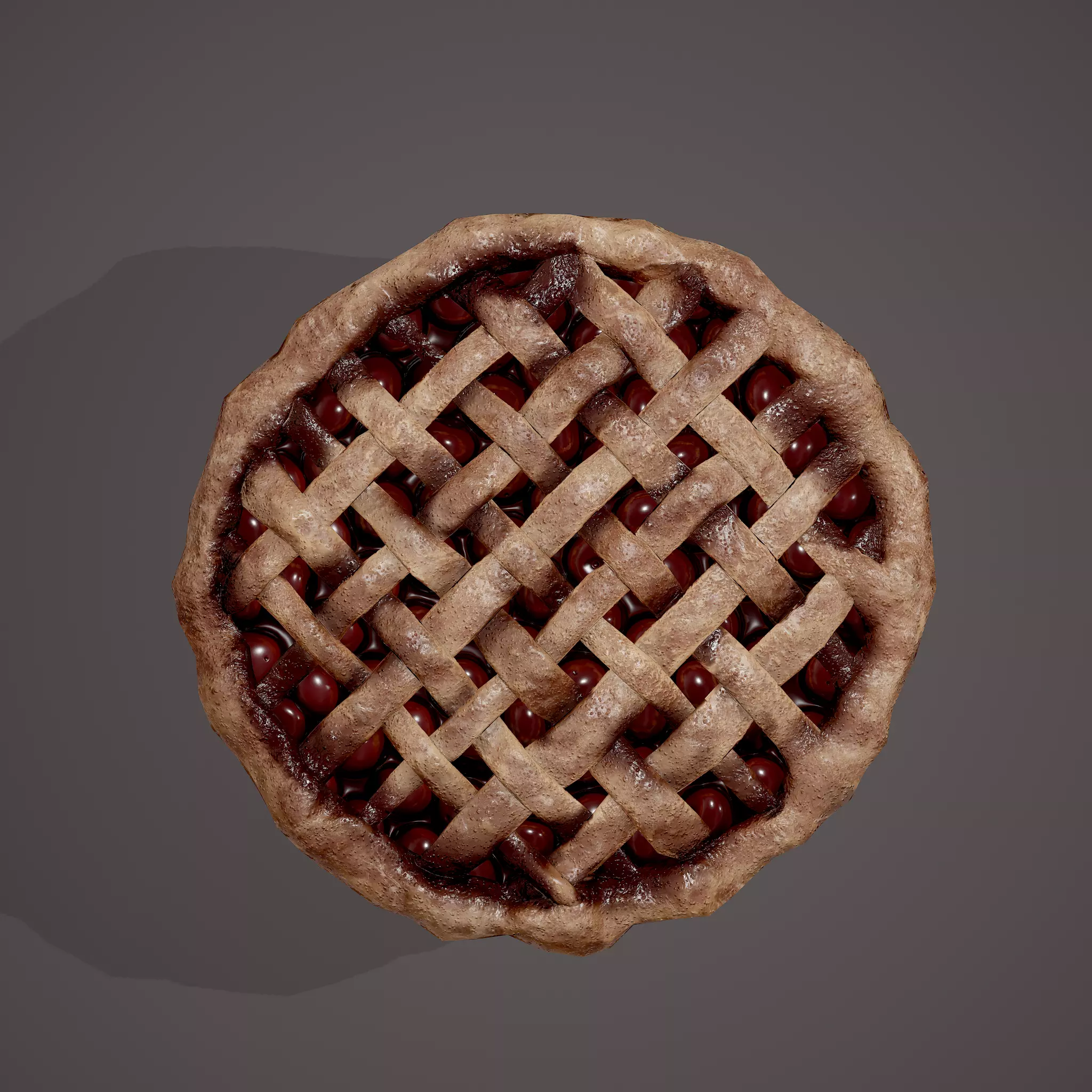 Medieval Style Cherry Pie Low-poly 3D model_0