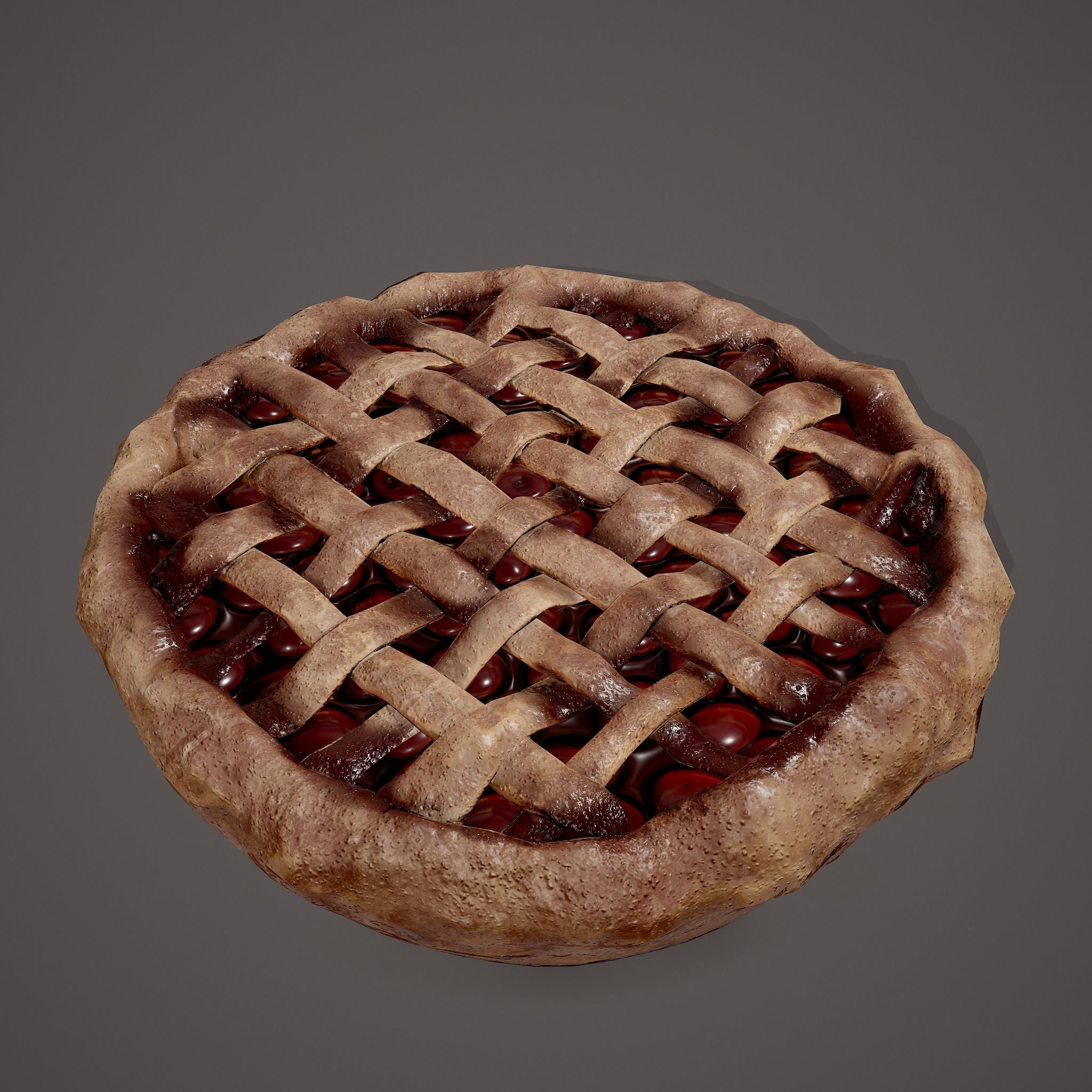 Medieval Style Cherry Pie Low-poly 3D model_14