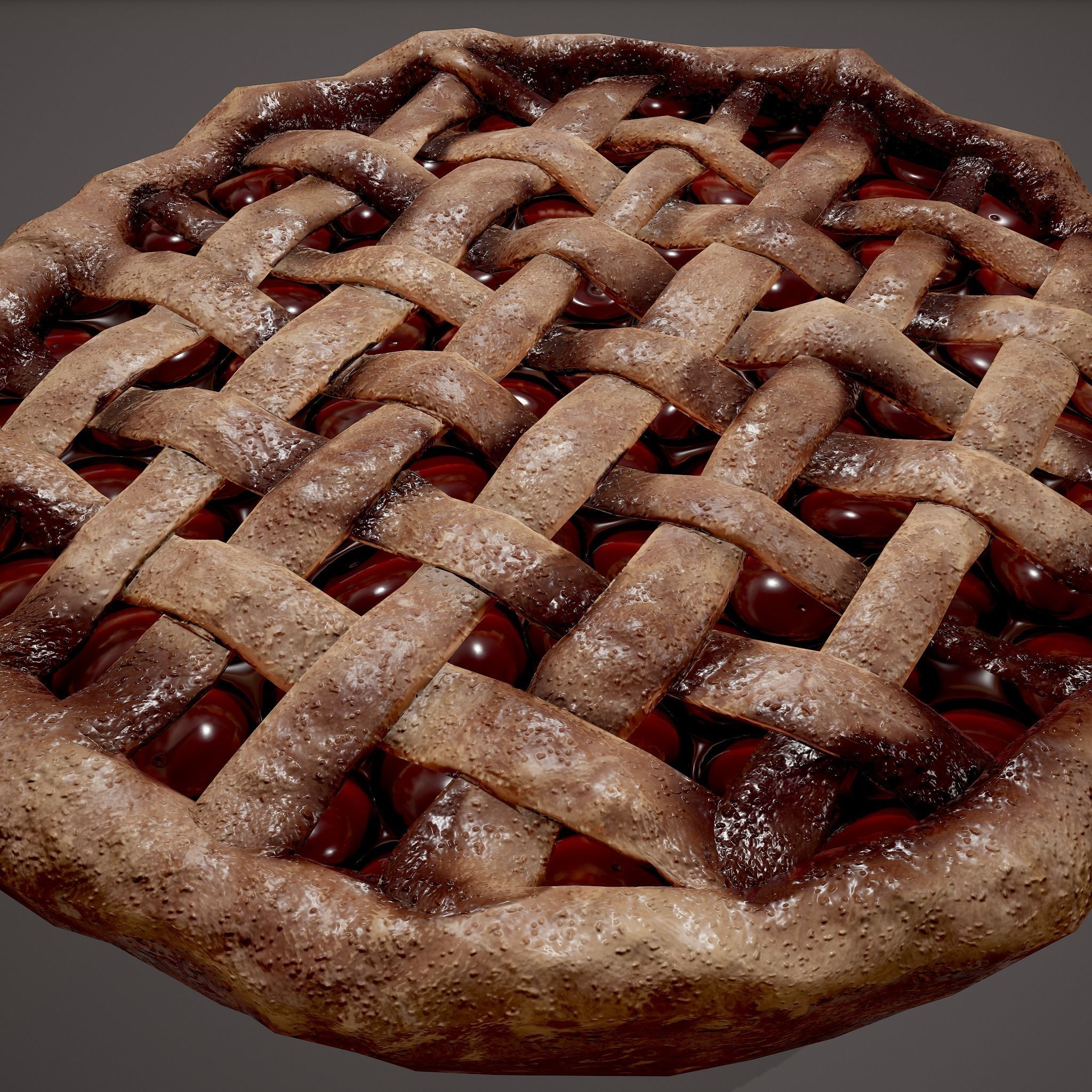 Medieval Style Cherry Pie Low-poly 3D model_11