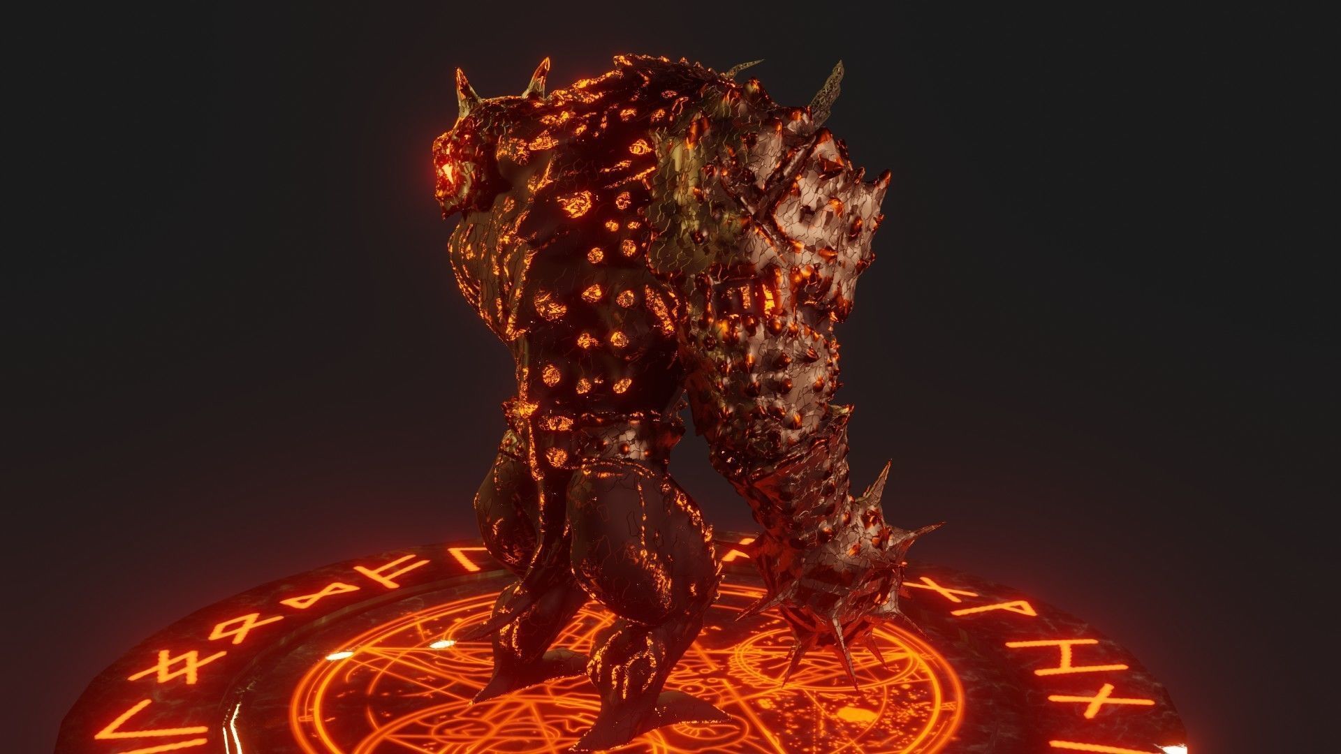 MagmaWarrior demon with glowing eyes 3D model_3