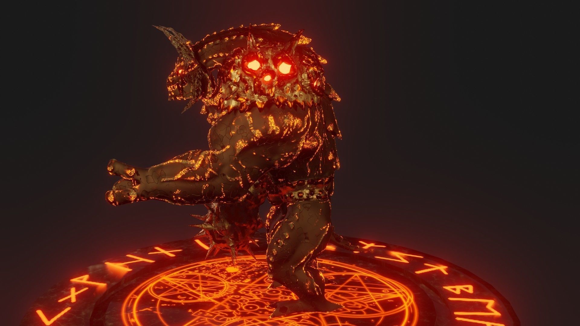 MagmaWarrior demon with glowing eyes 3D model_6