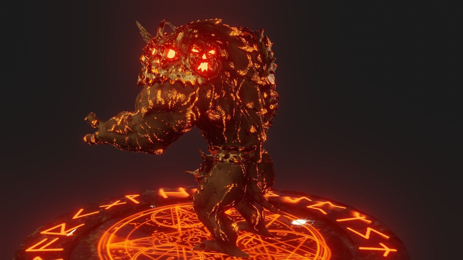 MagmaWarrior demon with glowing eyes 3D model_5