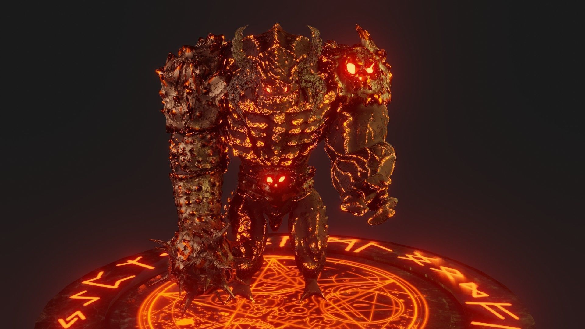 MagmaWarrior demon with glowing eyes 3D model_8