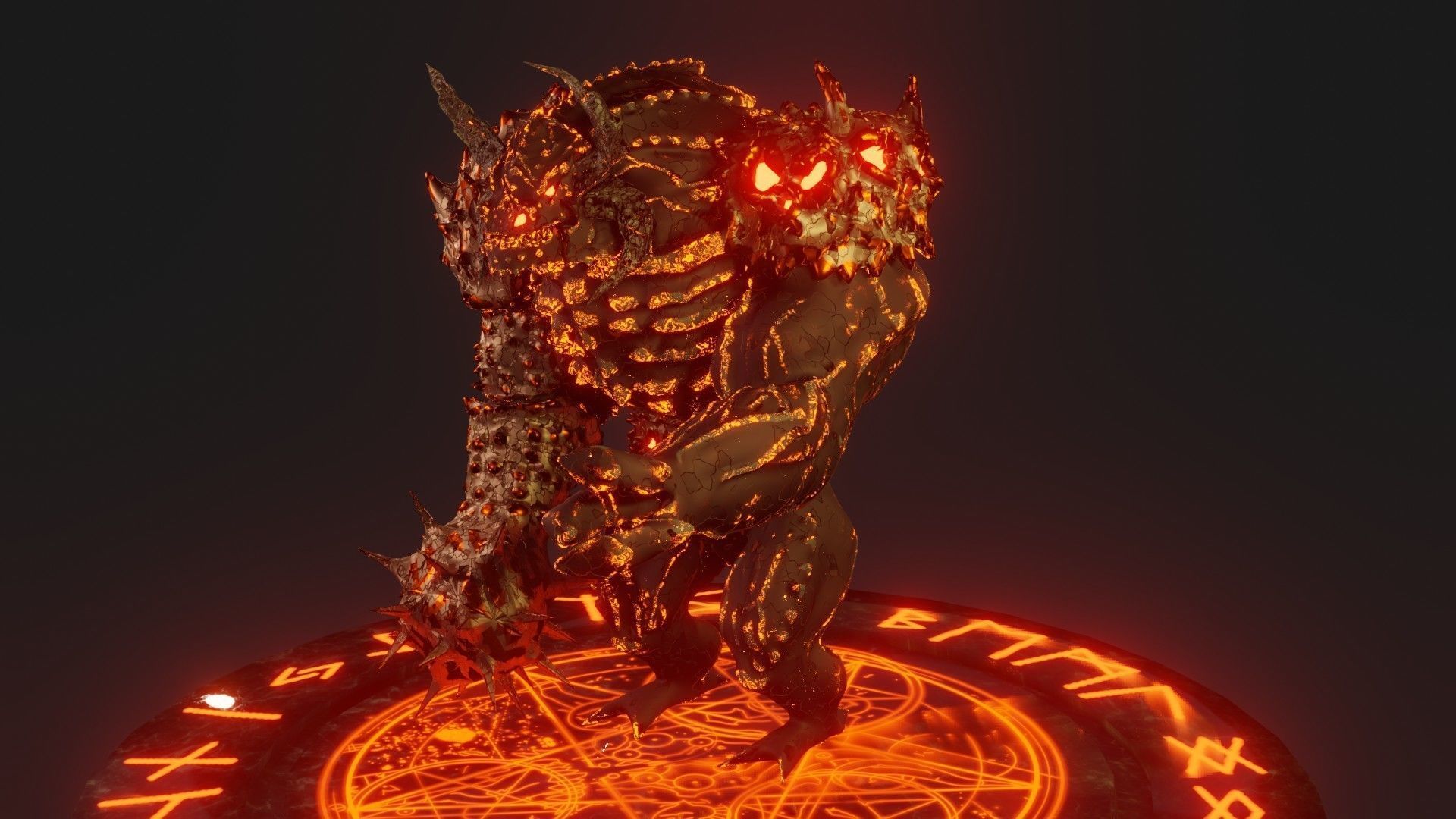 MagmaWarrior demon with glowing eyes 3D model_7