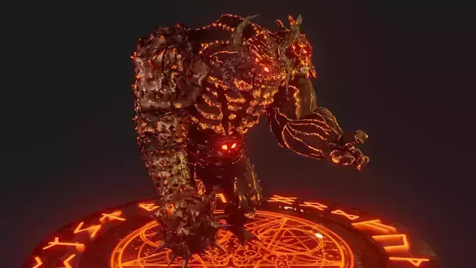 MagmaWarrior demon with glowing eyes 3D model