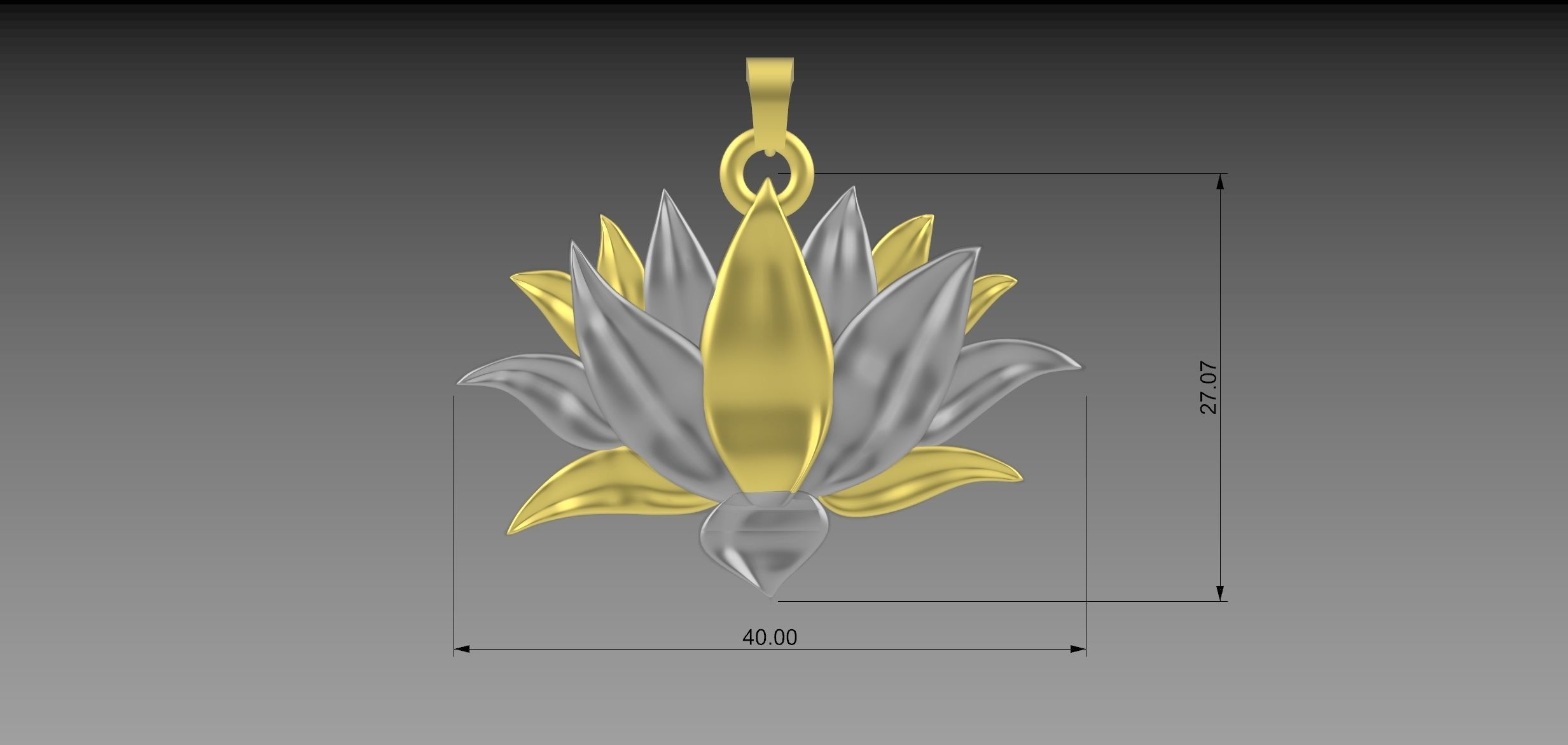 lotus pendant with bail  3D print model_3
