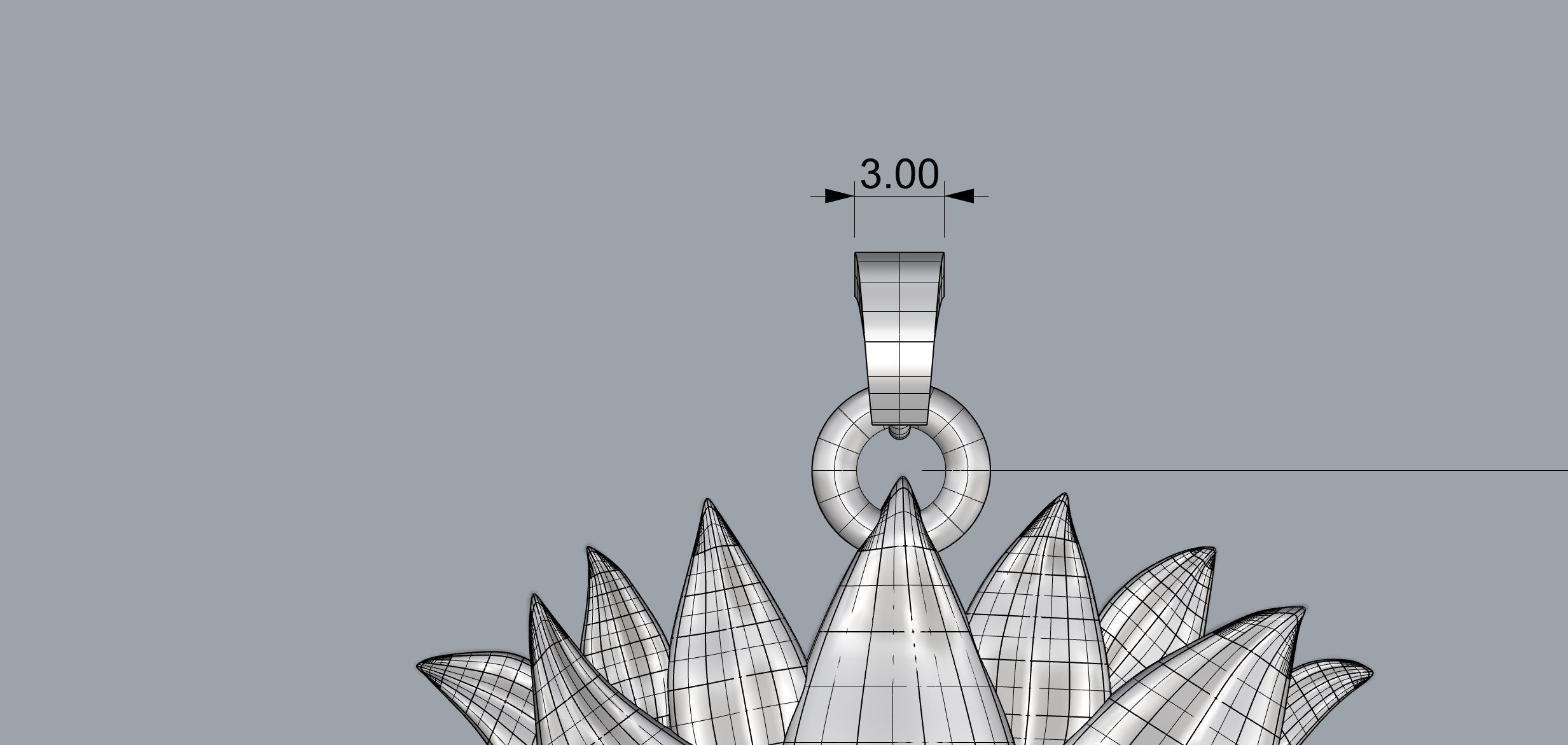 lotus pendant with bail  3D print model_2