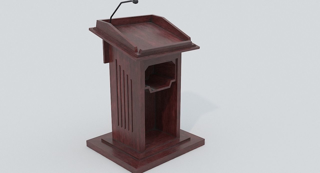 Wooden Podium2 PBR Low-poly 3D model_3