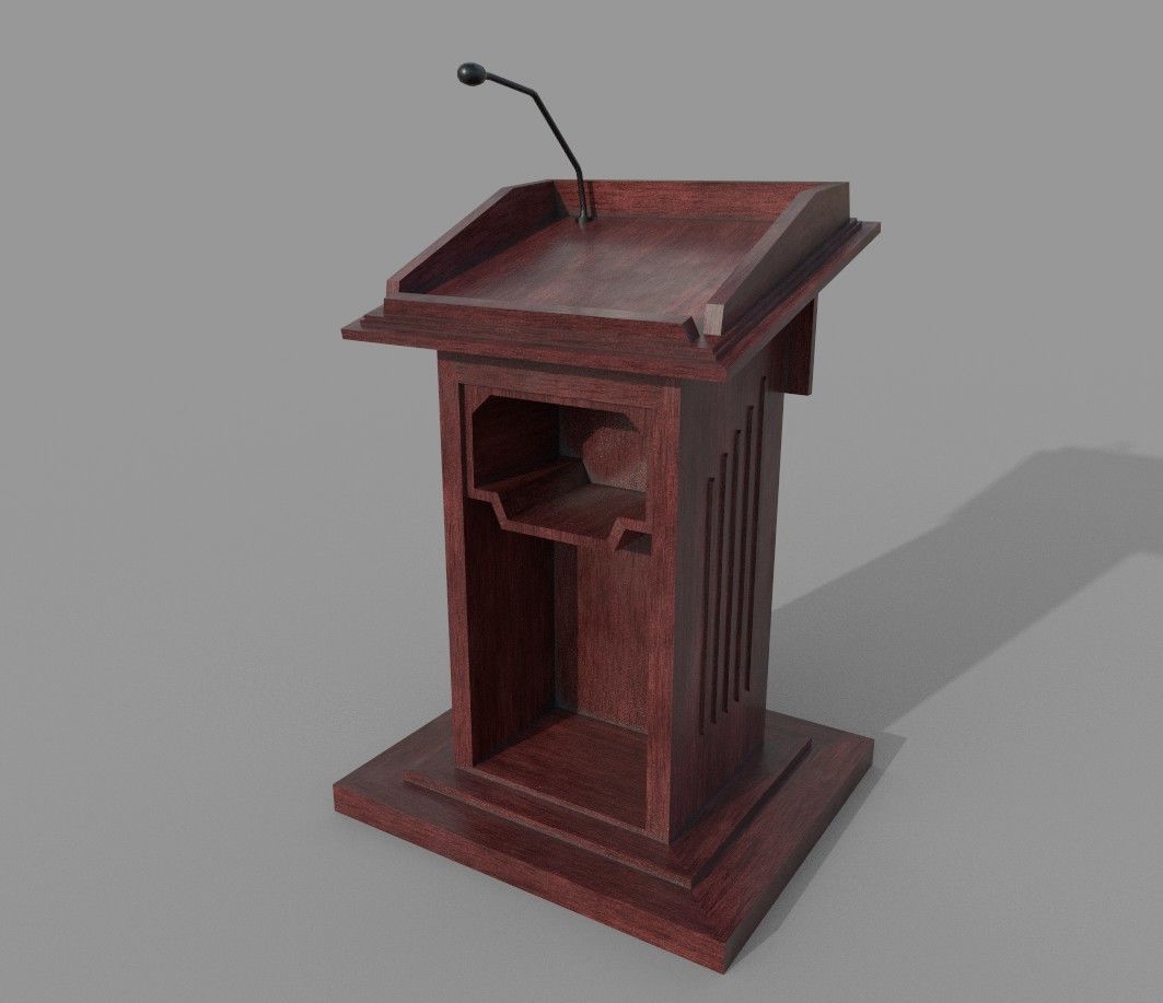 Wooden Podium2 PBR Low-poly 3D model_2