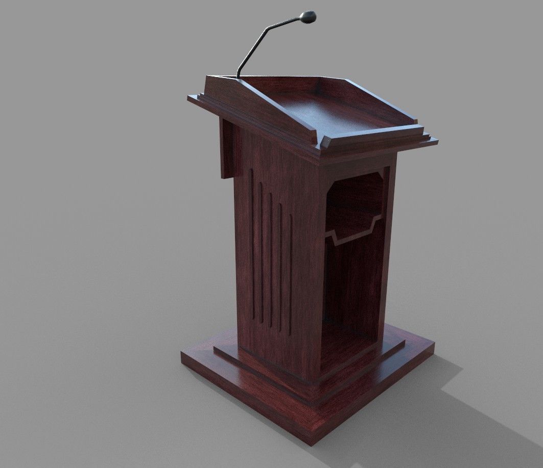 Wooden Podium2 PBR Low-poly 3D model_6