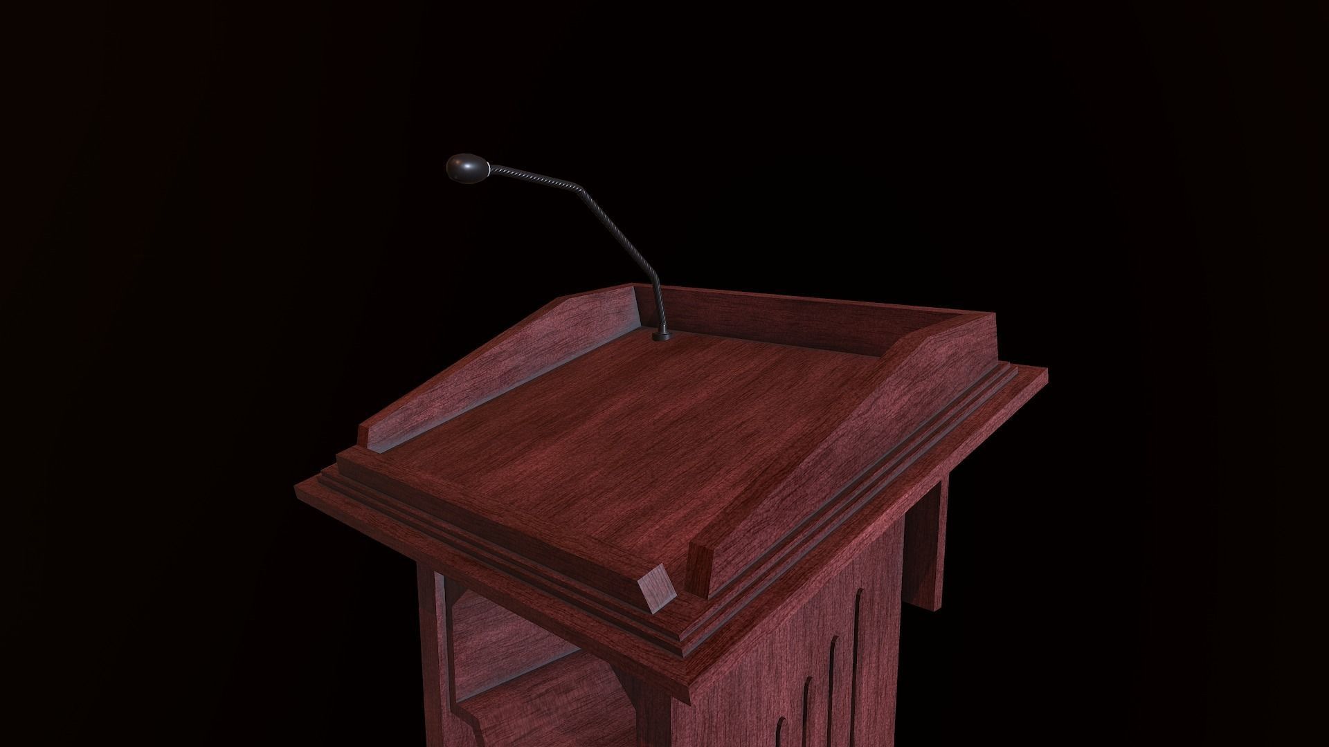 Wooden Podium2 PBR Low-poly 3D model_4