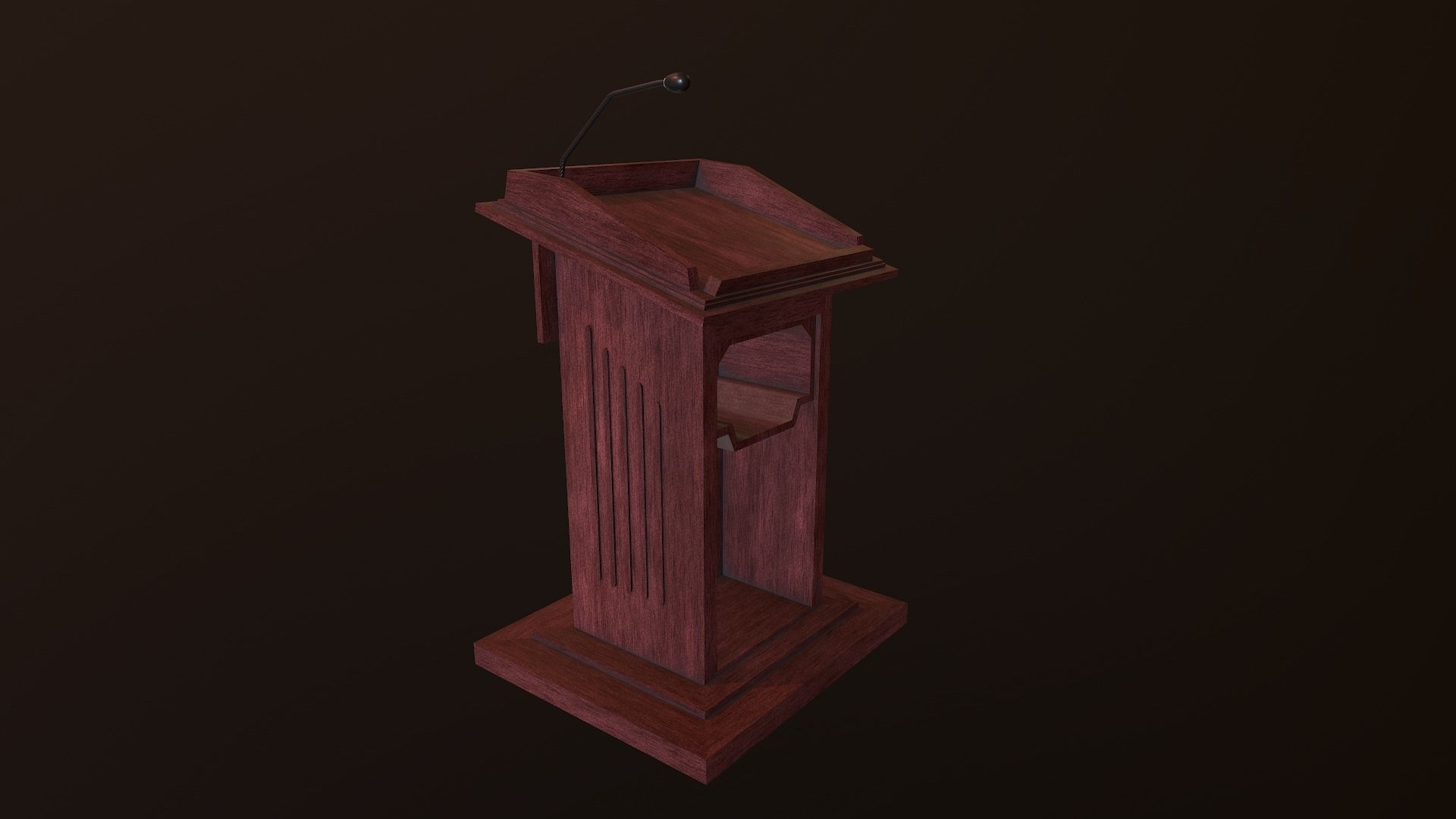 Wooden Podium2 PBR Low-poly 3D model_7