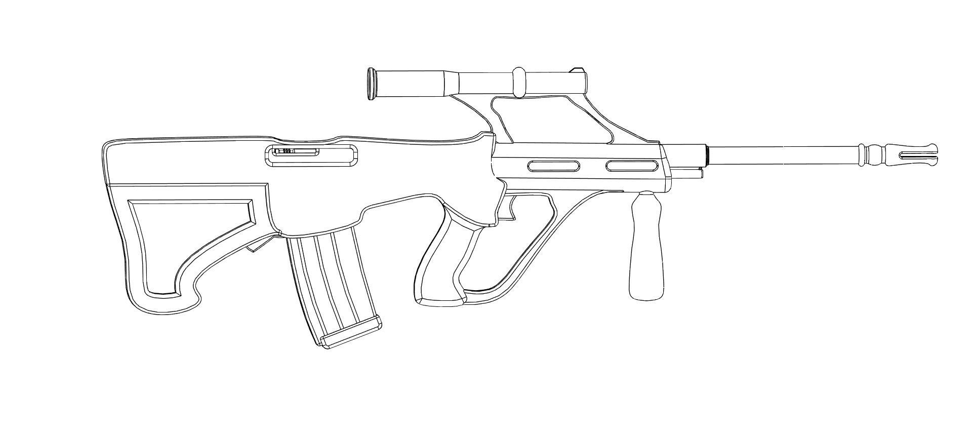 AUG Assault Rifle  Low - poly 3D model Low-poly 3D model_11