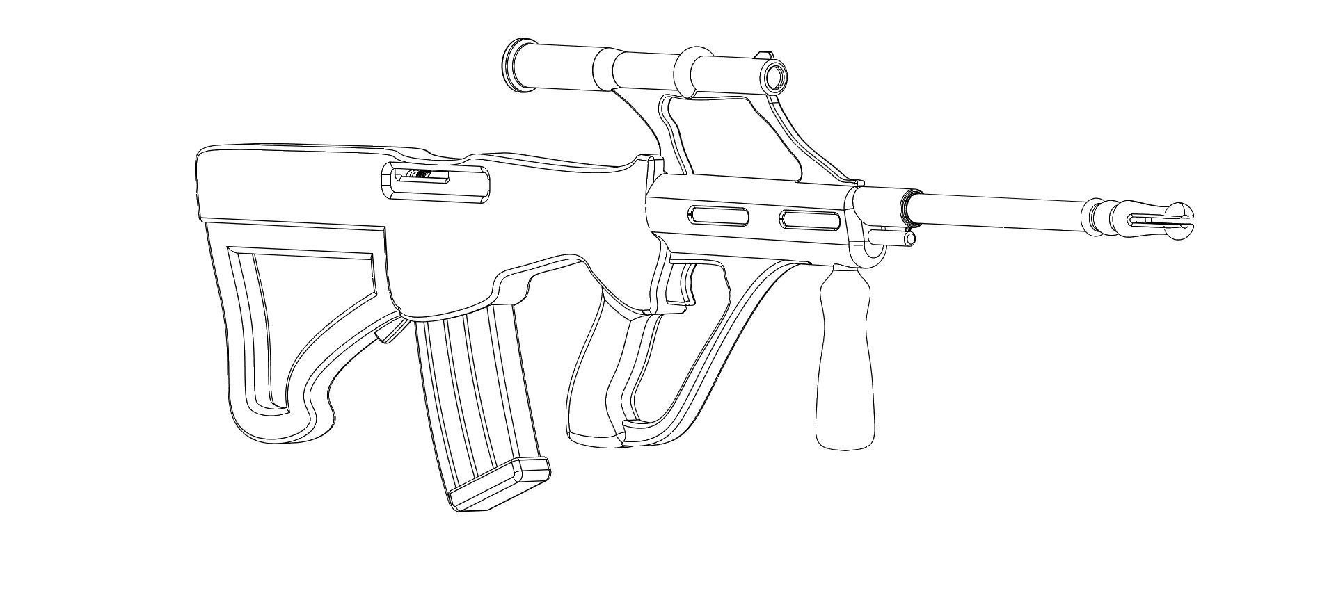 AUG Assault Rifle  Low - poly 3D model Low-poly 3D model_12