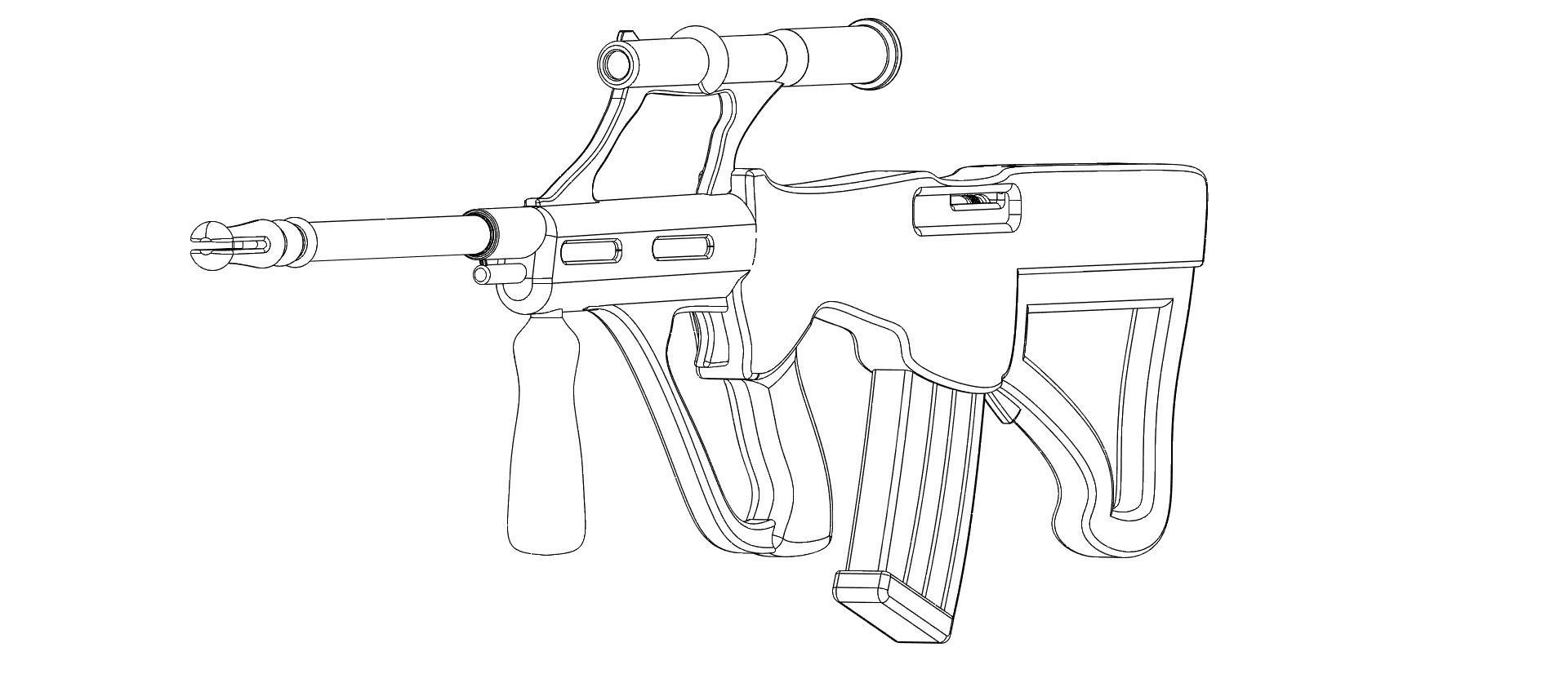 AUG Assault Rifle  Low - poly 3D model Low-poly 3D model_13