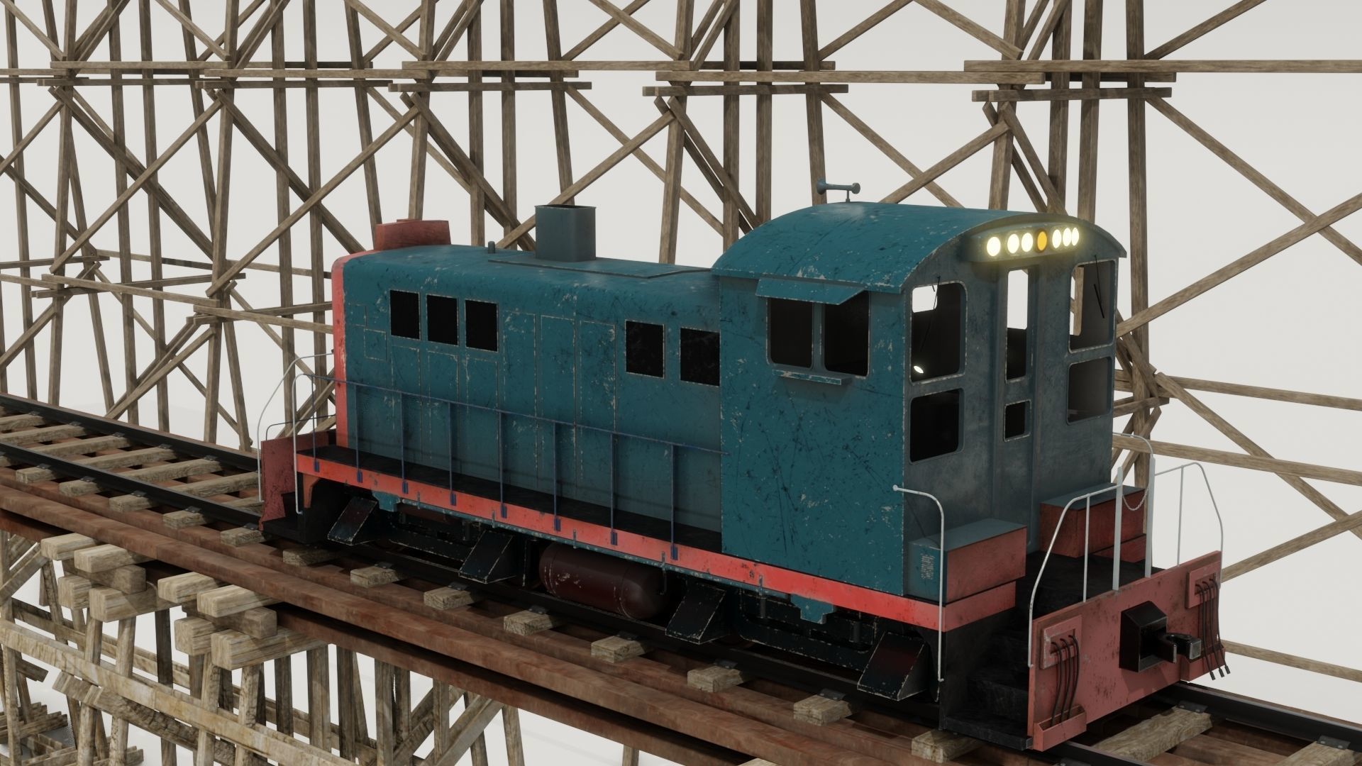 Railway Bridge 3D models complete of locomotive 3D 3D Model Collection_2