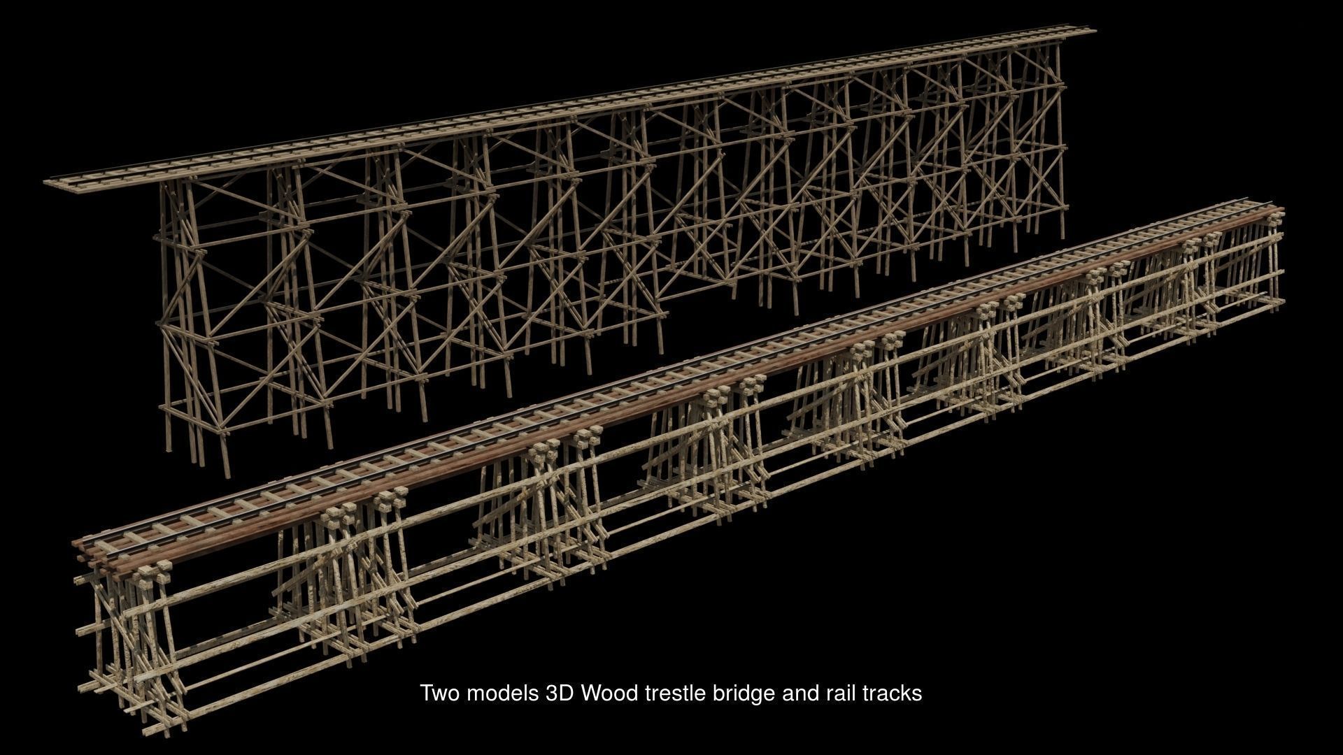 Railway Bridge 3D models complete of locomotive 3D 3D Model Collection_3