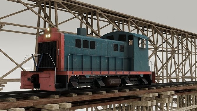 Railway Bridge 3D models complete of locomotive 3D 3D Model Collection