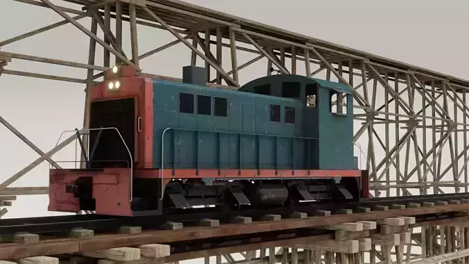 Railway Bridge 3D models complete of locomotive 3D 3D Model Collection