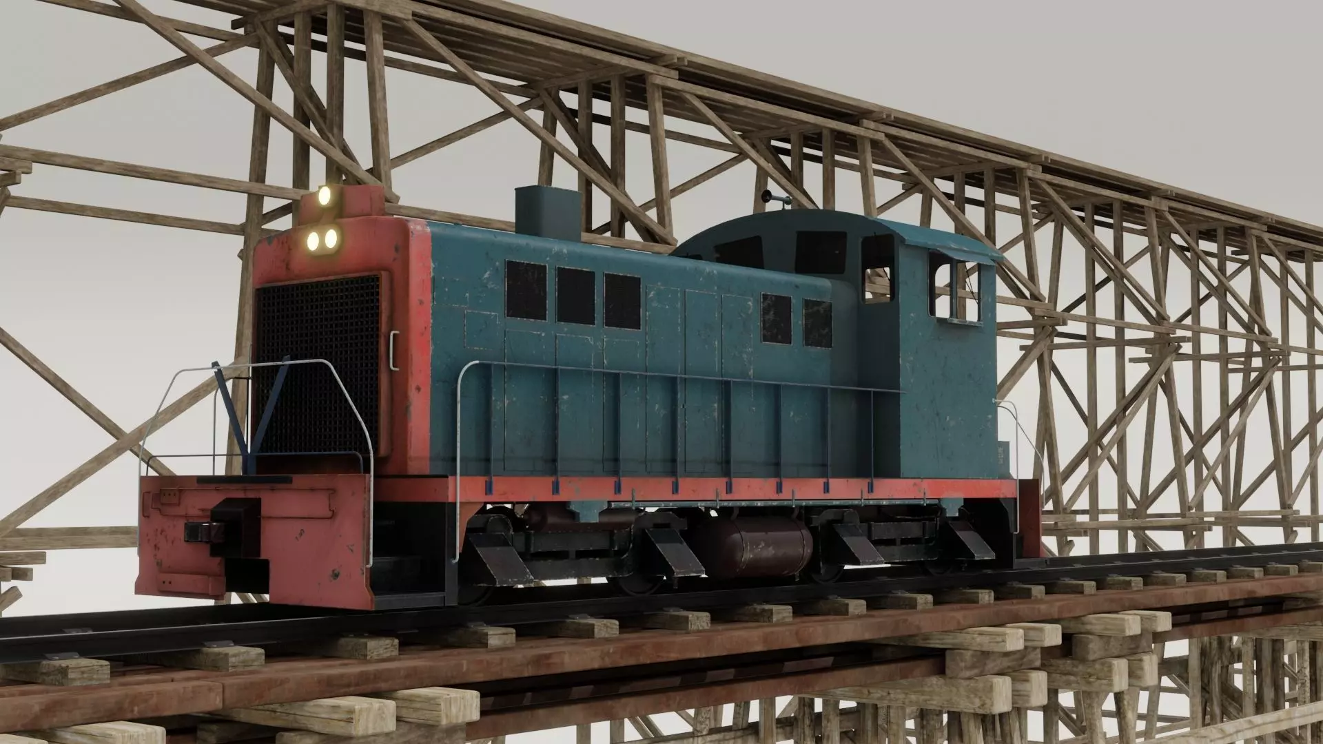Railway Bridge 3D models complete of locomotive 3D 3D Model Collection_0