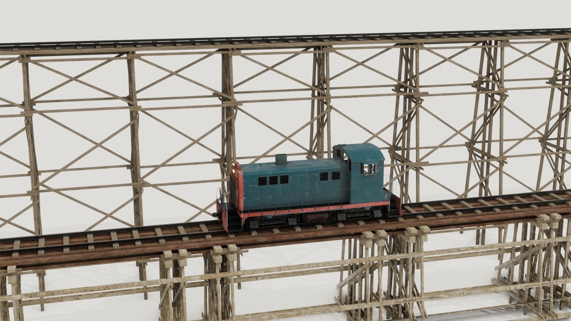 Railway Bridge 3D models complete of locomotive 3D 3D Model Collection_4