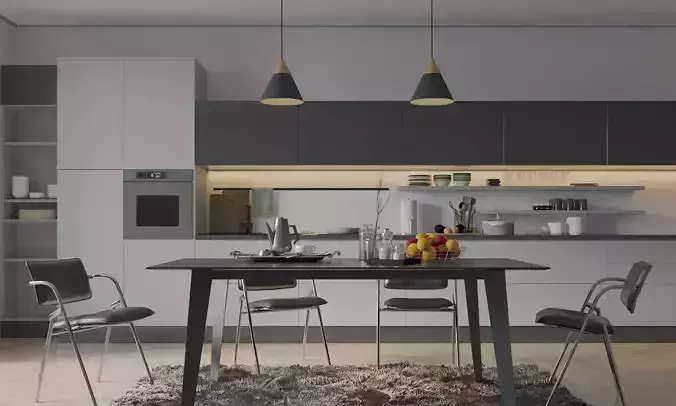KITCHEN AND DINING ROOM SCENE - CORONA 7 VRAY 5 3D model