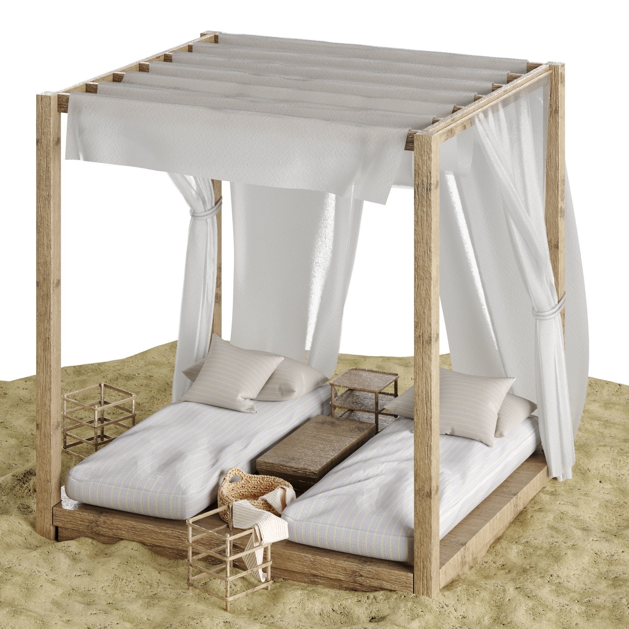 Beach lounge outdoor set 3 3D model_8