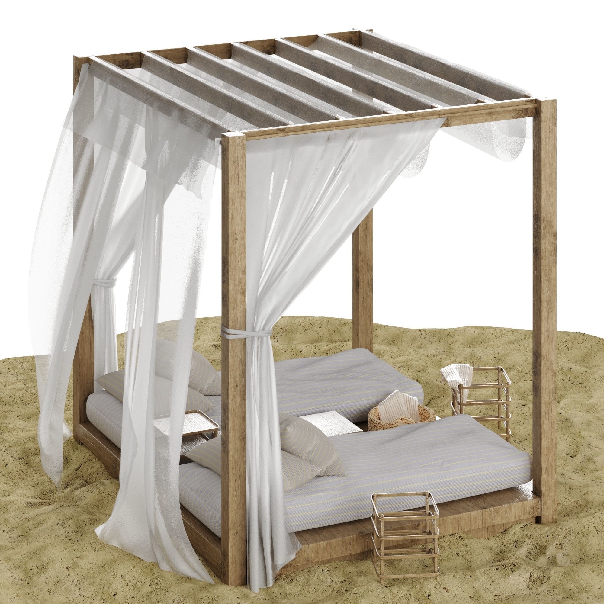 Beach lounge outdoor set 3 3D model_10