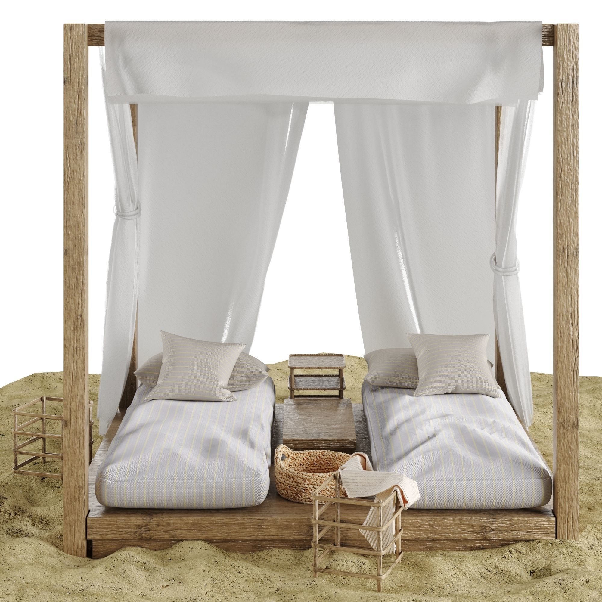 Beach lounge outdoor set 3 3D model_1