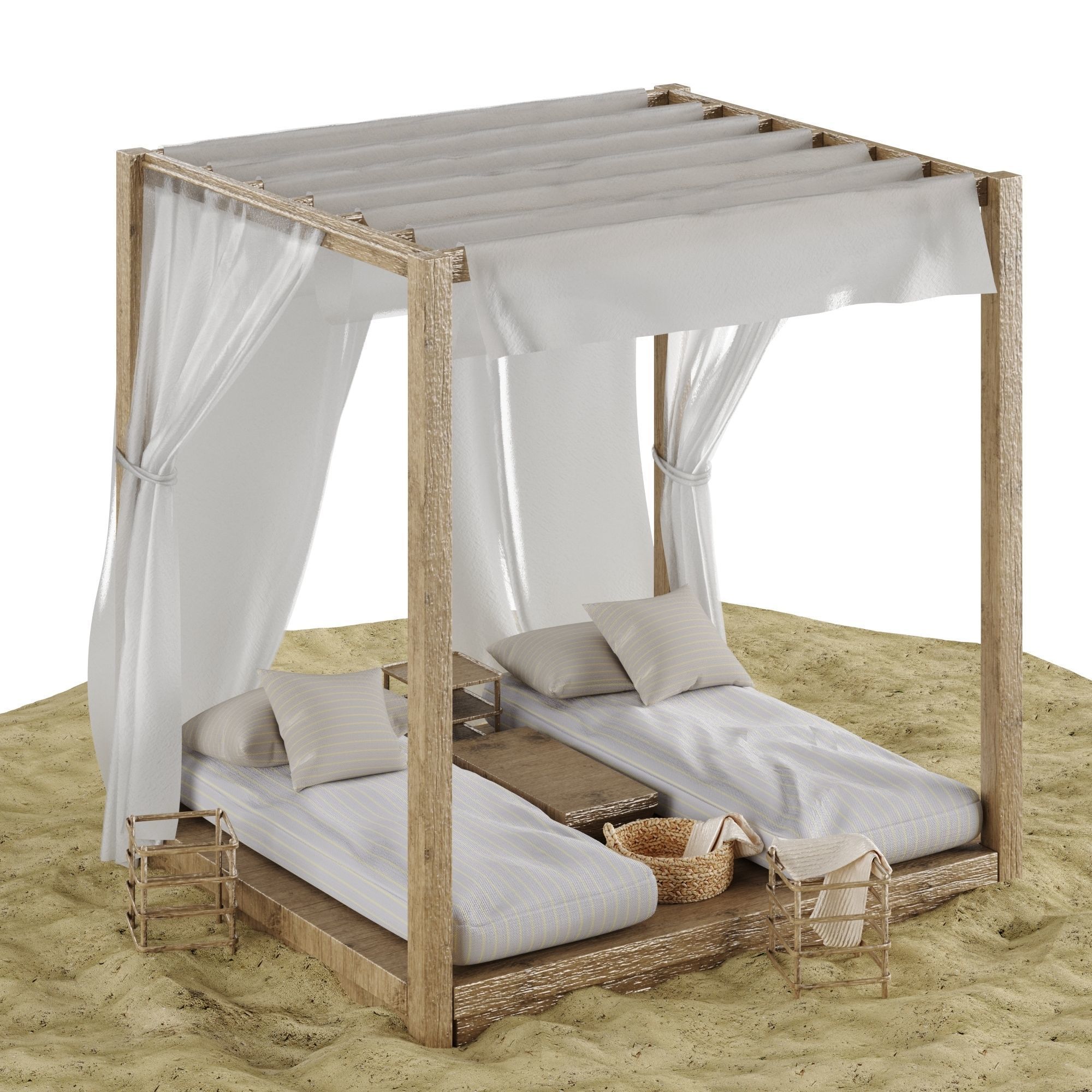 Beach lounge outdoor set 3 3D model_7