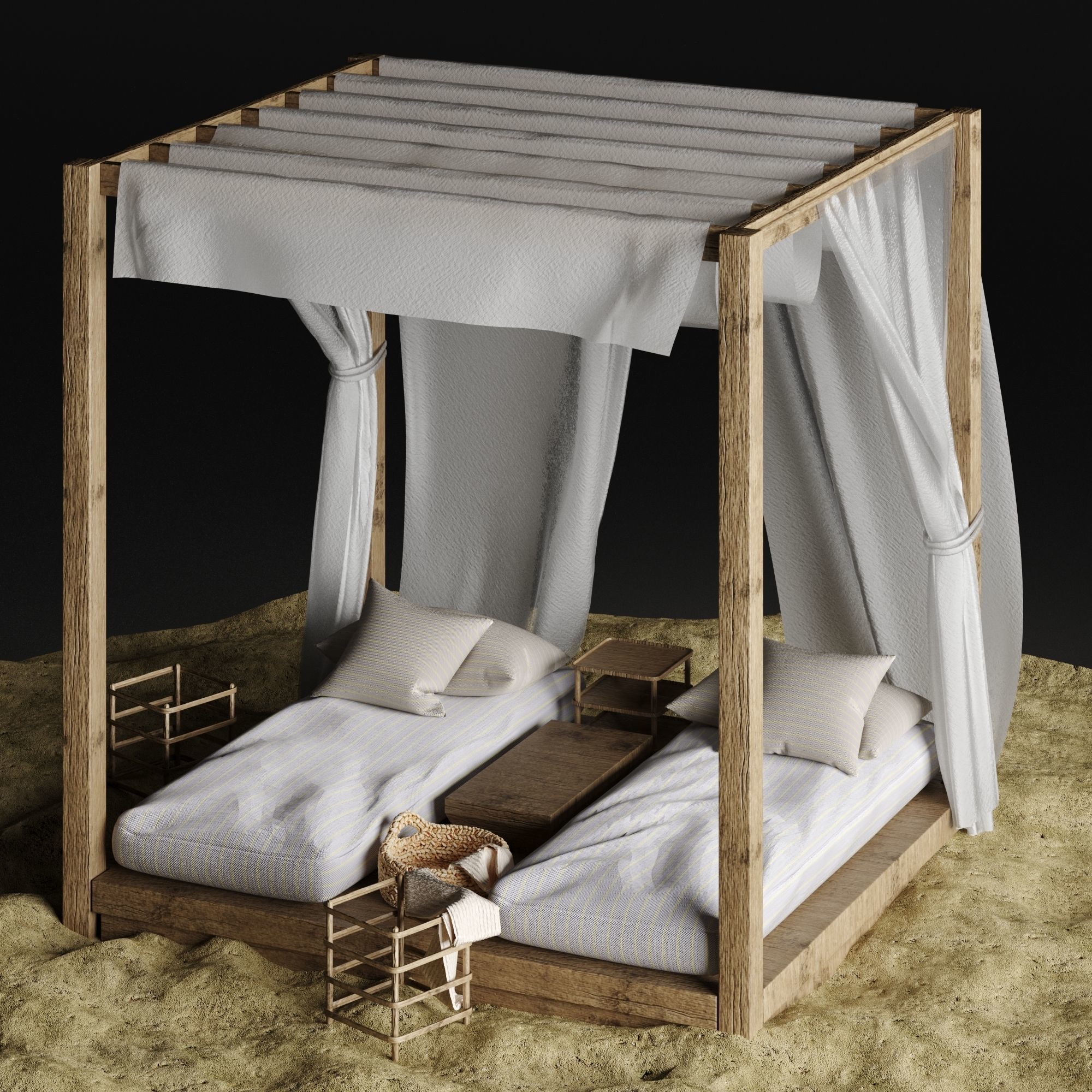 Beach lounge outdoor set 3 3D model_17