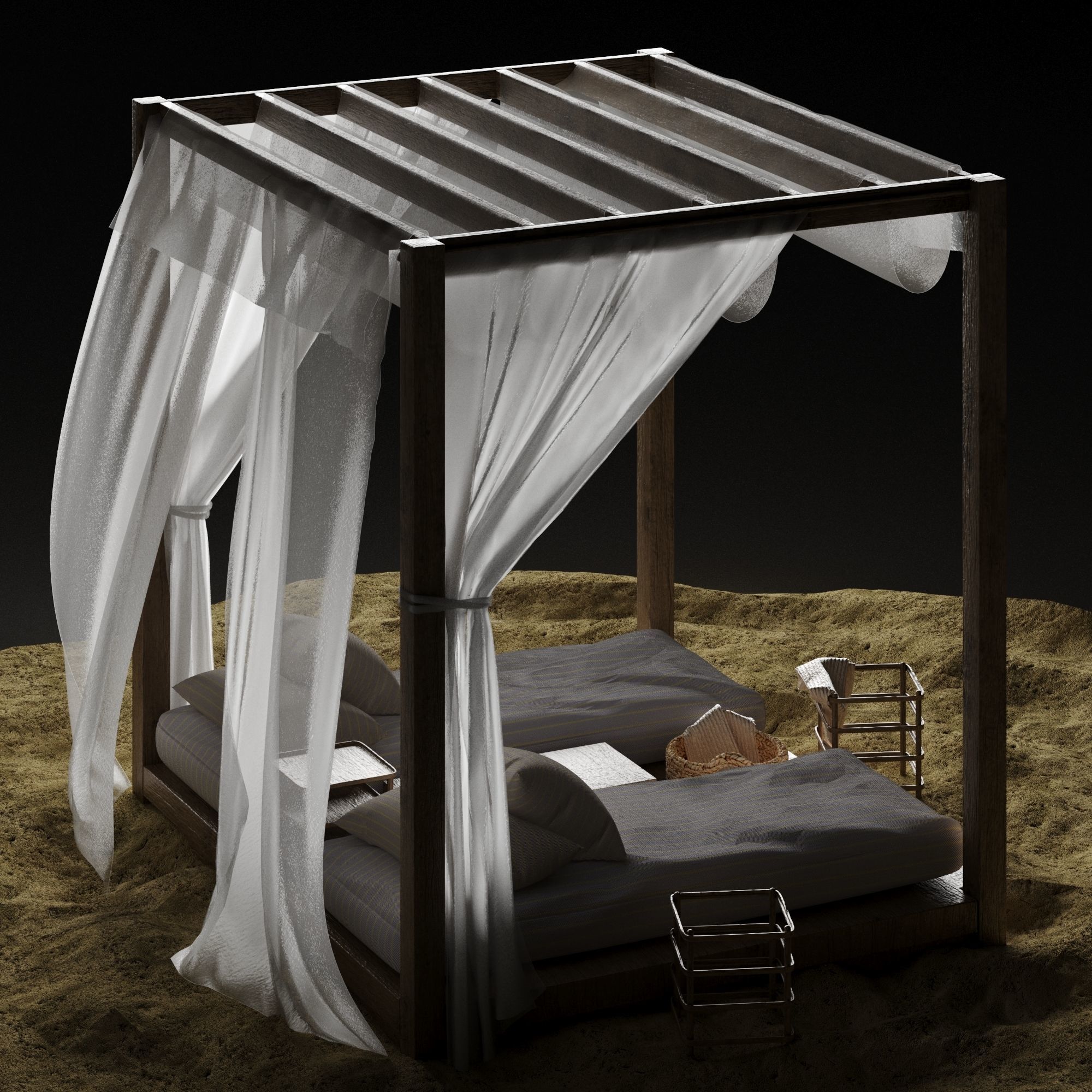 Beach lounge outdoor set 3 3D model_19