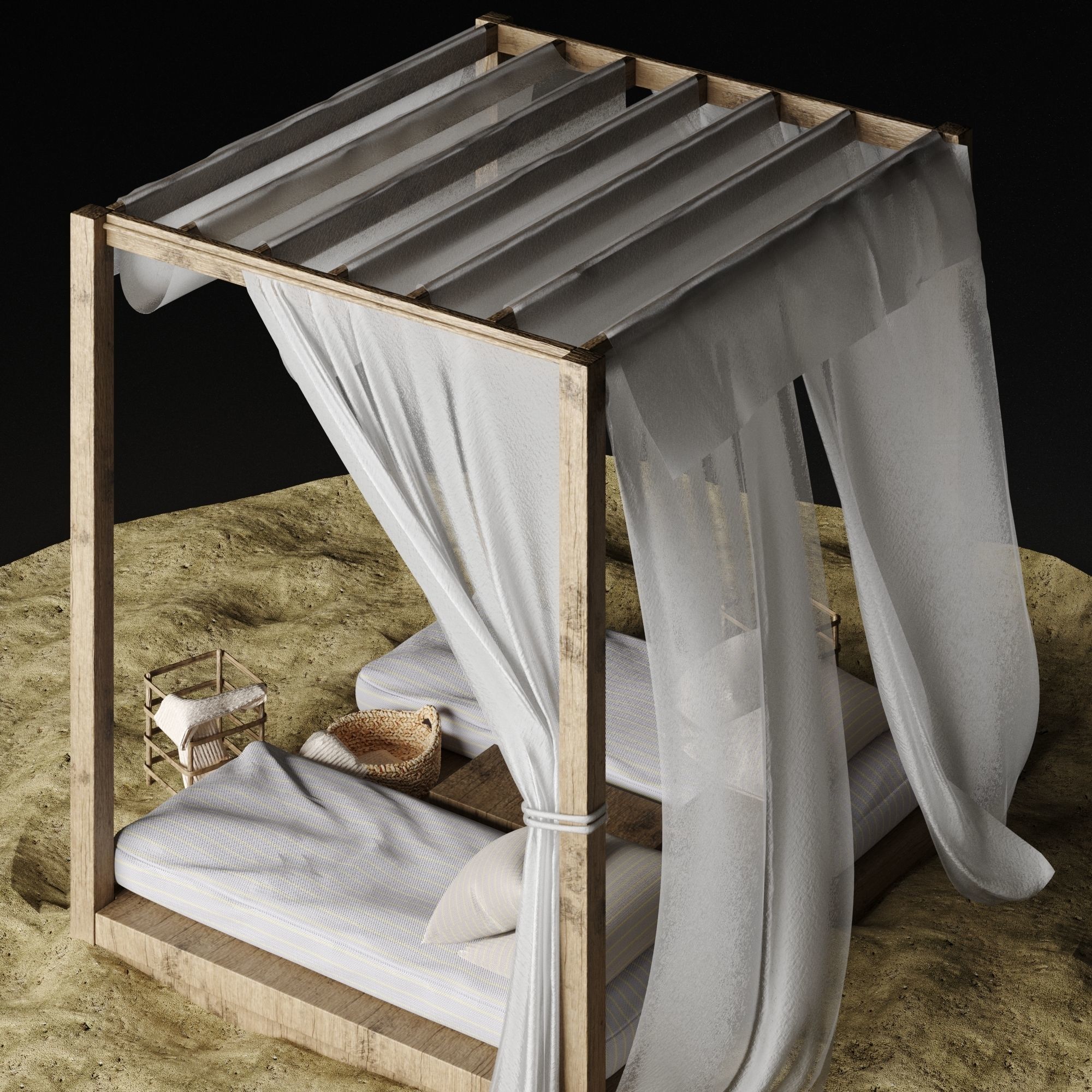 Beach lounge outdoor set 3 3D model_18