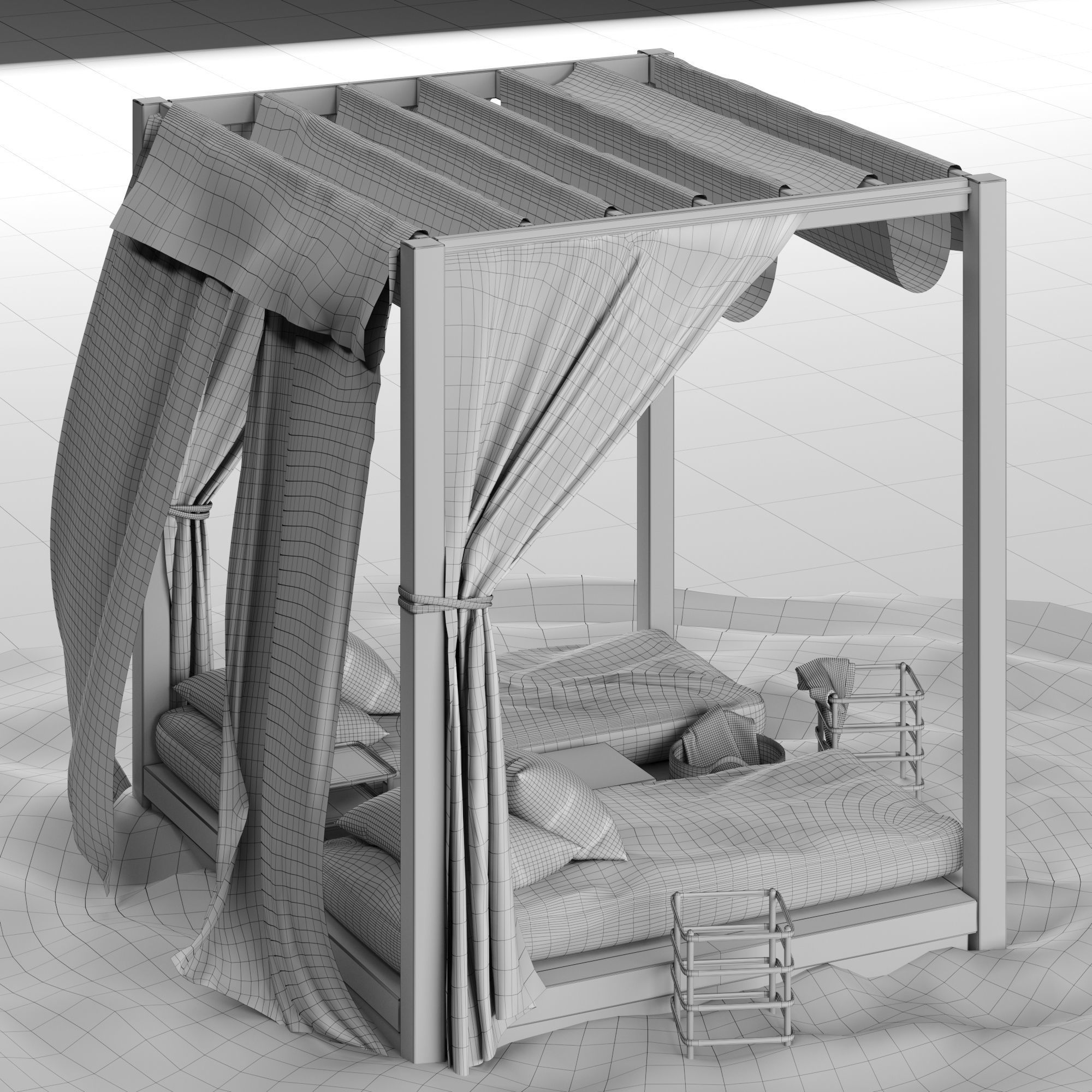 Beach lounge outdoor set 3 3D model_14